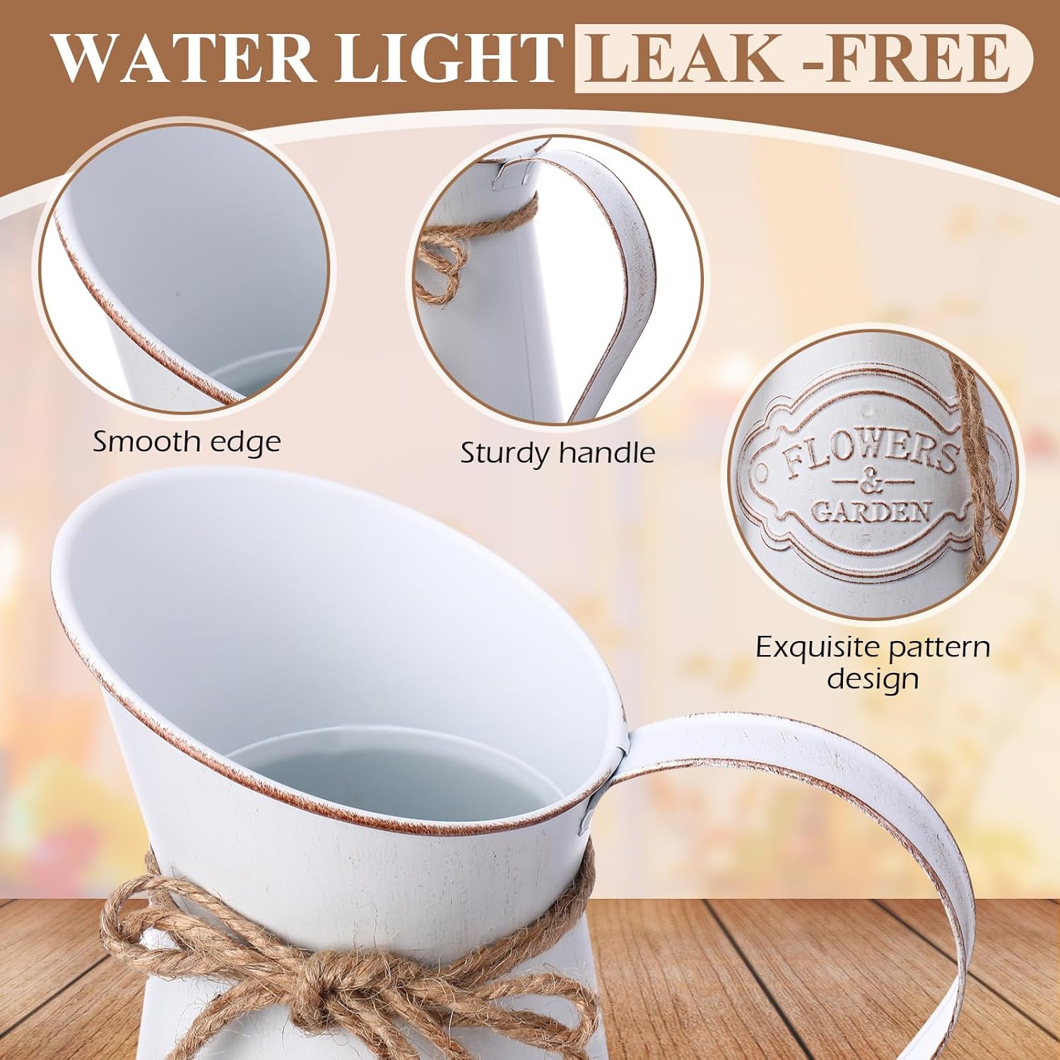Chumia 8 Pcs White Metal Pitcher Vase Decor