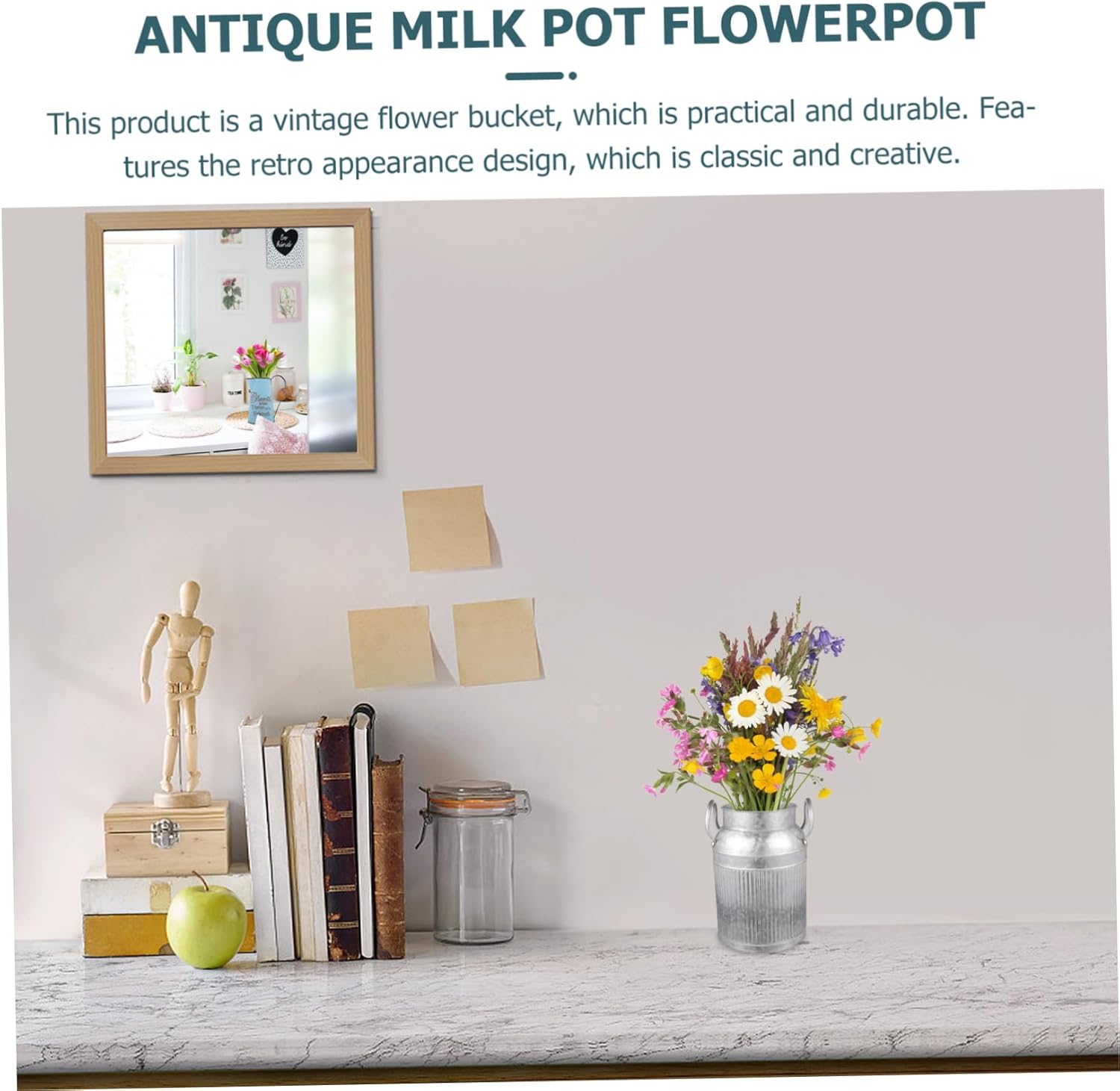 Rustic Iron Flower Bucket for Dried Flowers