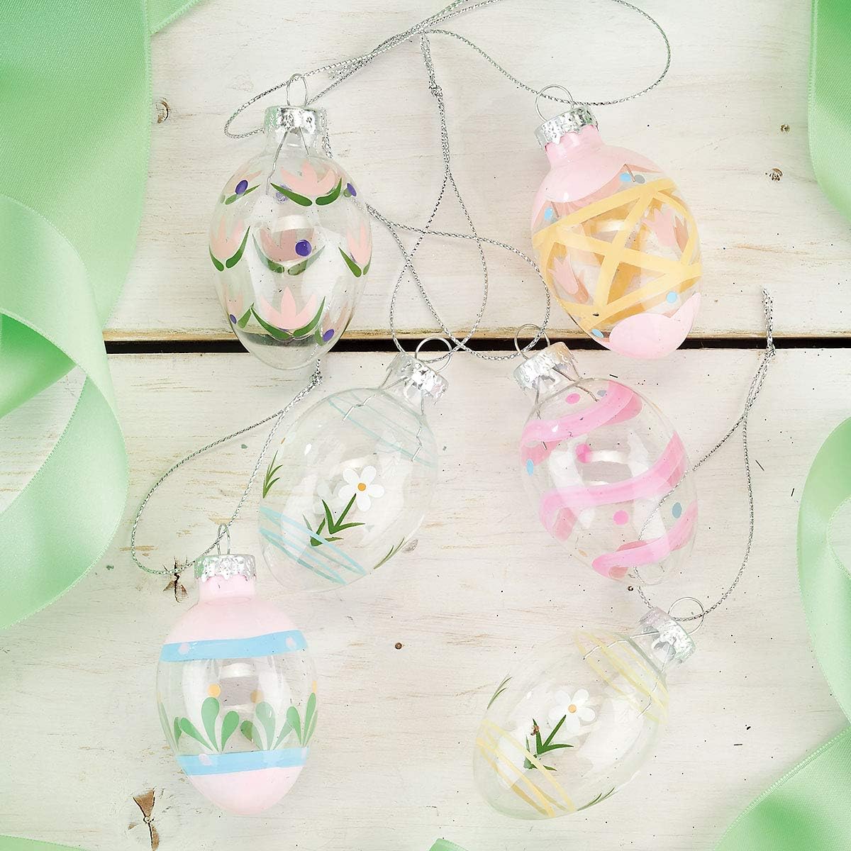Lillian Vernon Hand Painted Blown Glass Easter Ornaments - 12 Piece Assorted Set