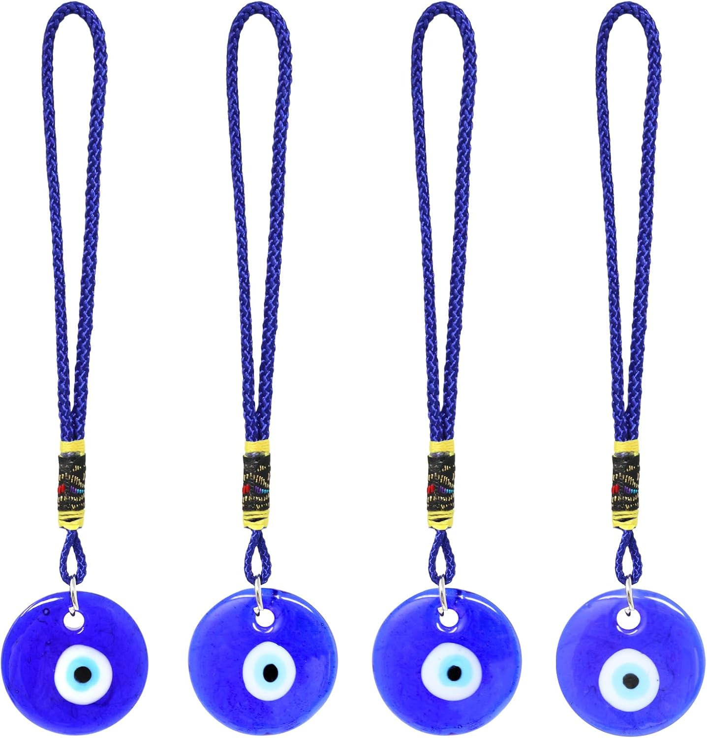 Honbay 4PCS Turkish Blue Evil Eye Glass Pendant Hanging Ornament with Rope