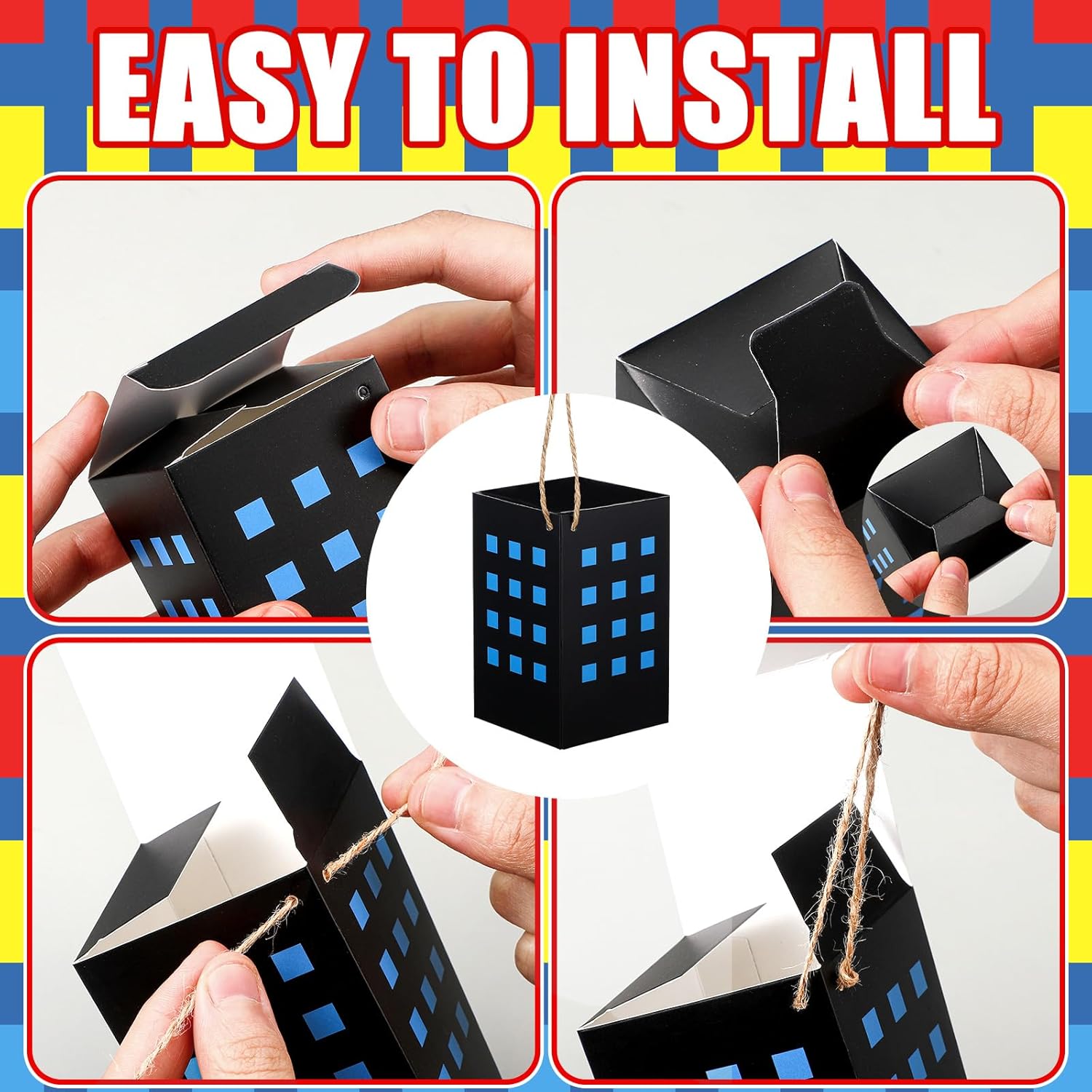 16 Pcs Hero Cityscape Paper Boxes Hanging Decorations