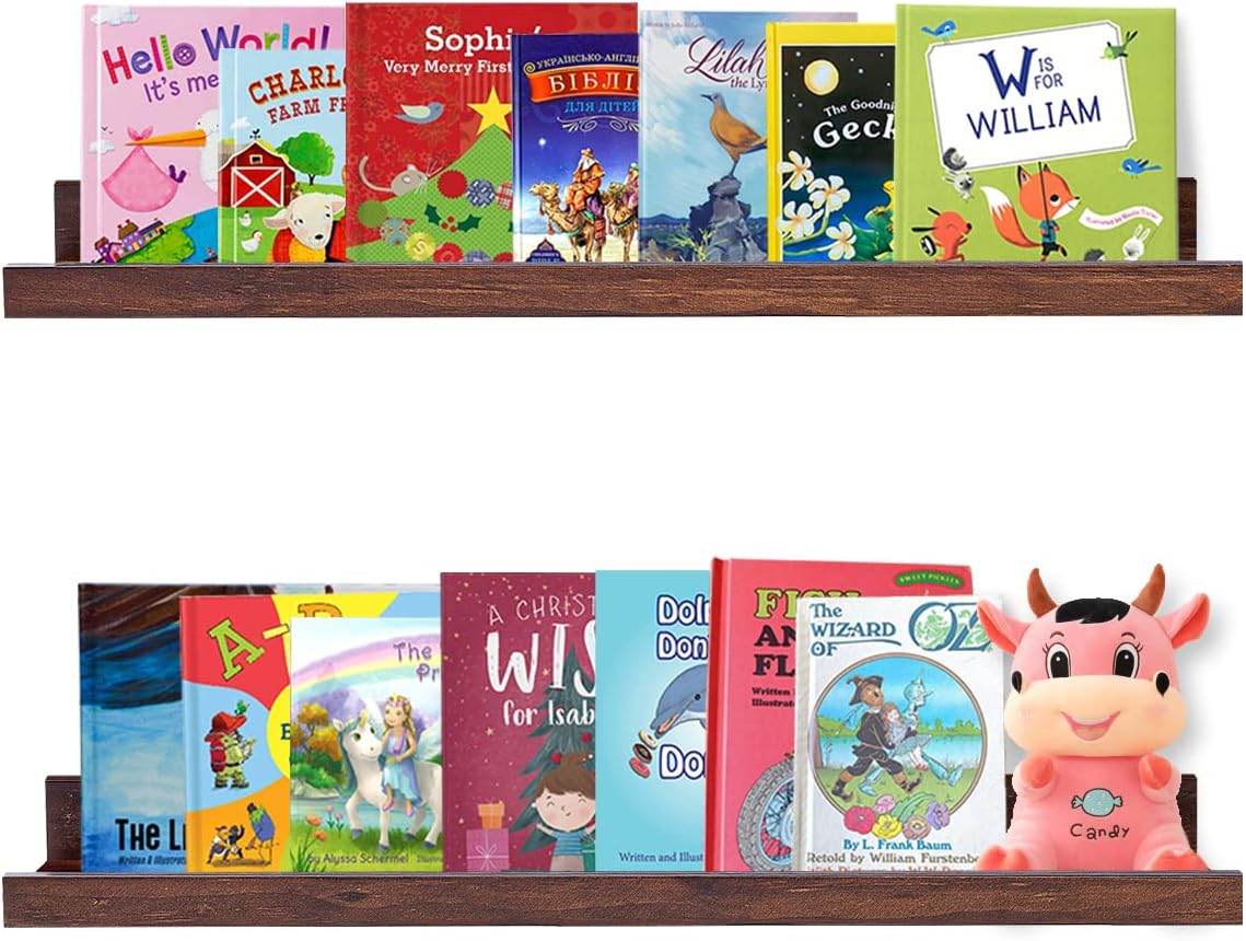 AZSKY Floating Book Shelves Wall Mounted Photo Shelf for Home