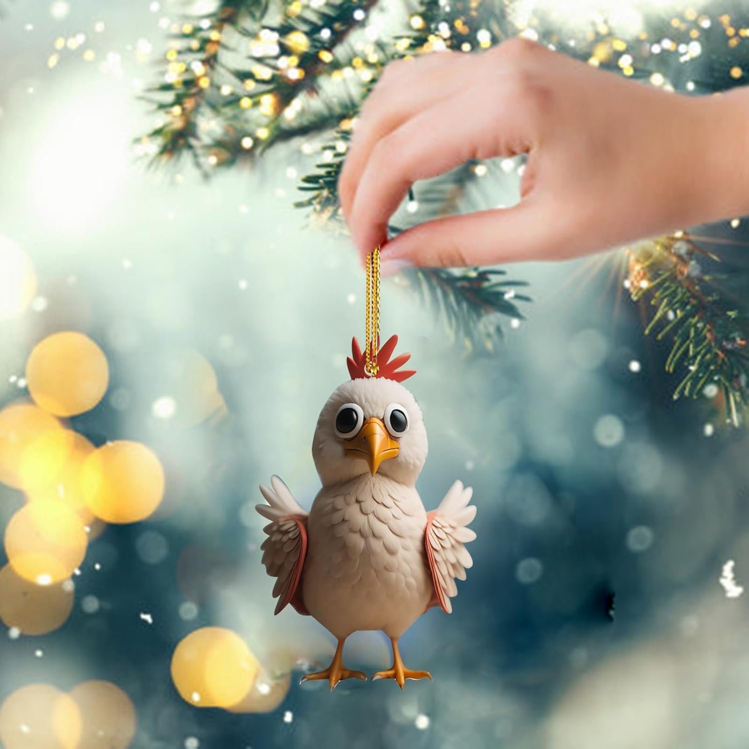6pcs Cute Cartoon Rooster Christmas Decorations