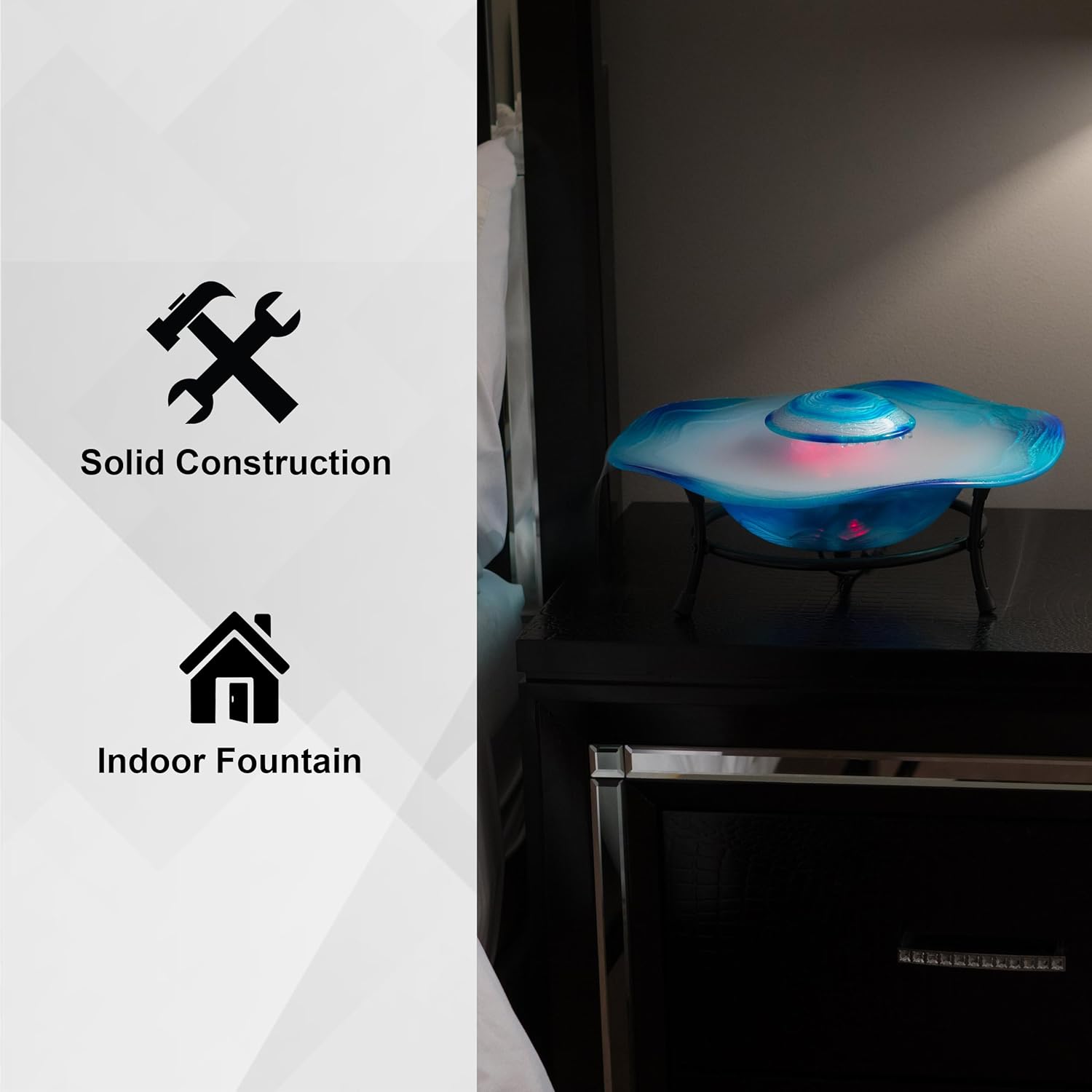 XBrand Tabletop Mist Fountain with LED Lights
