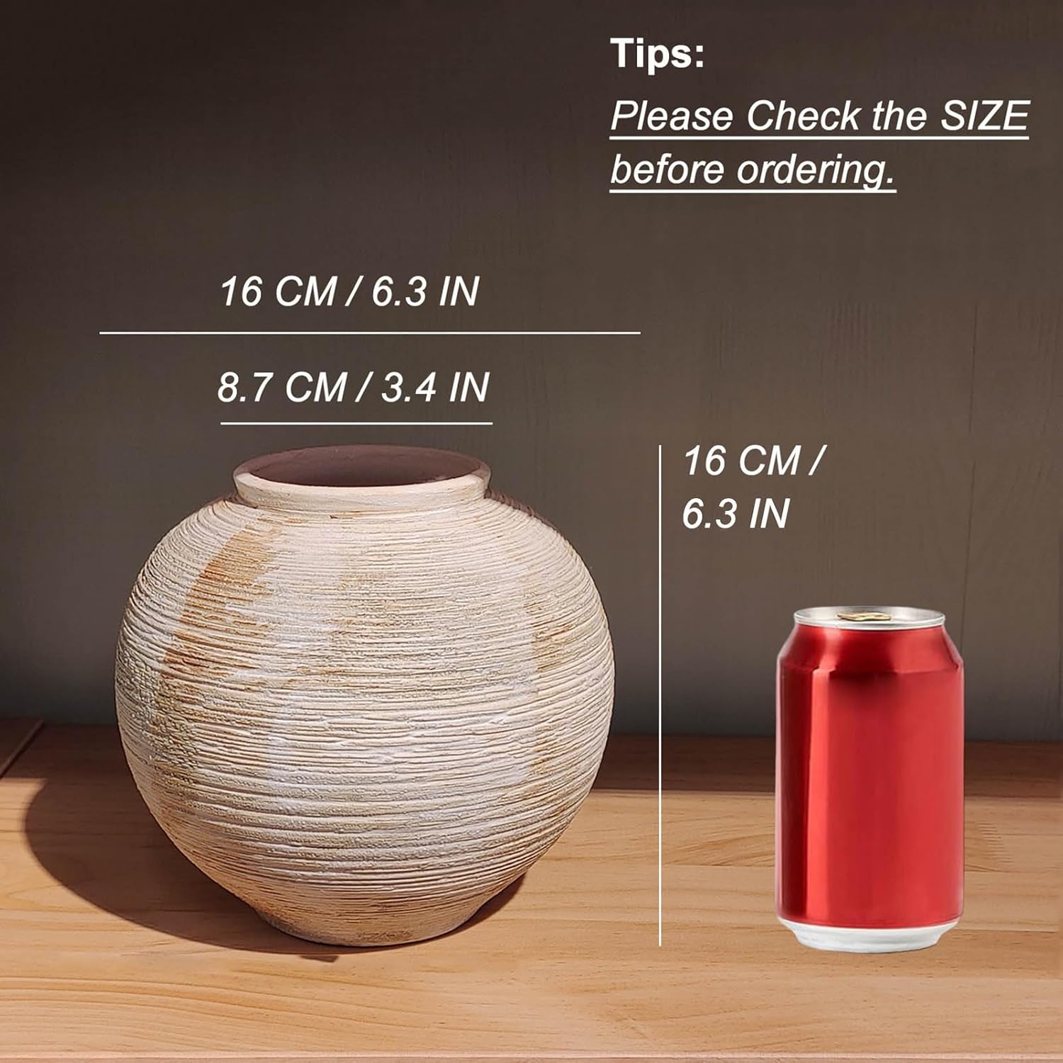Rustic Ribbed Vase - 63 Inch Ceramic Farmhouse Decor