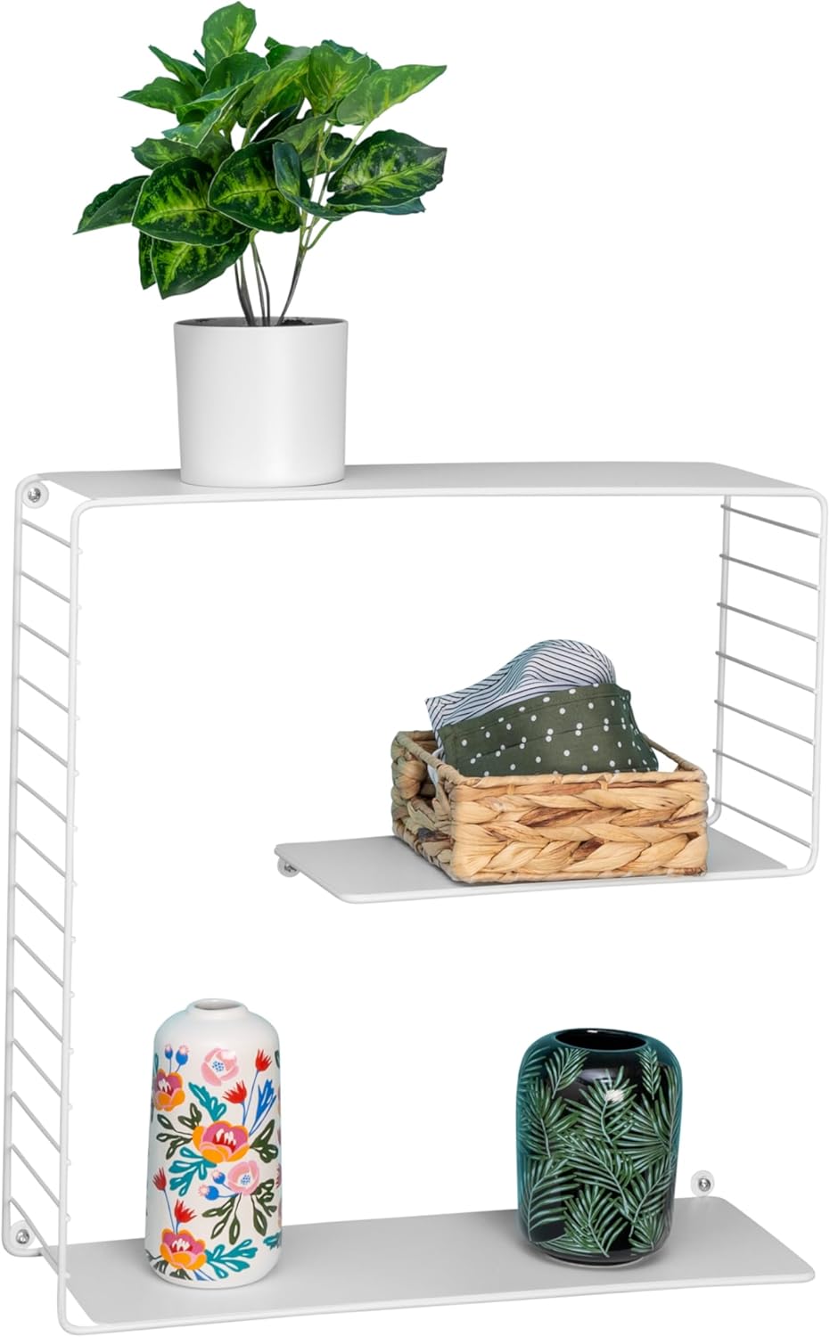 Honey-Can-Do 3-Tier Floating Square Metal Wall Shelf White