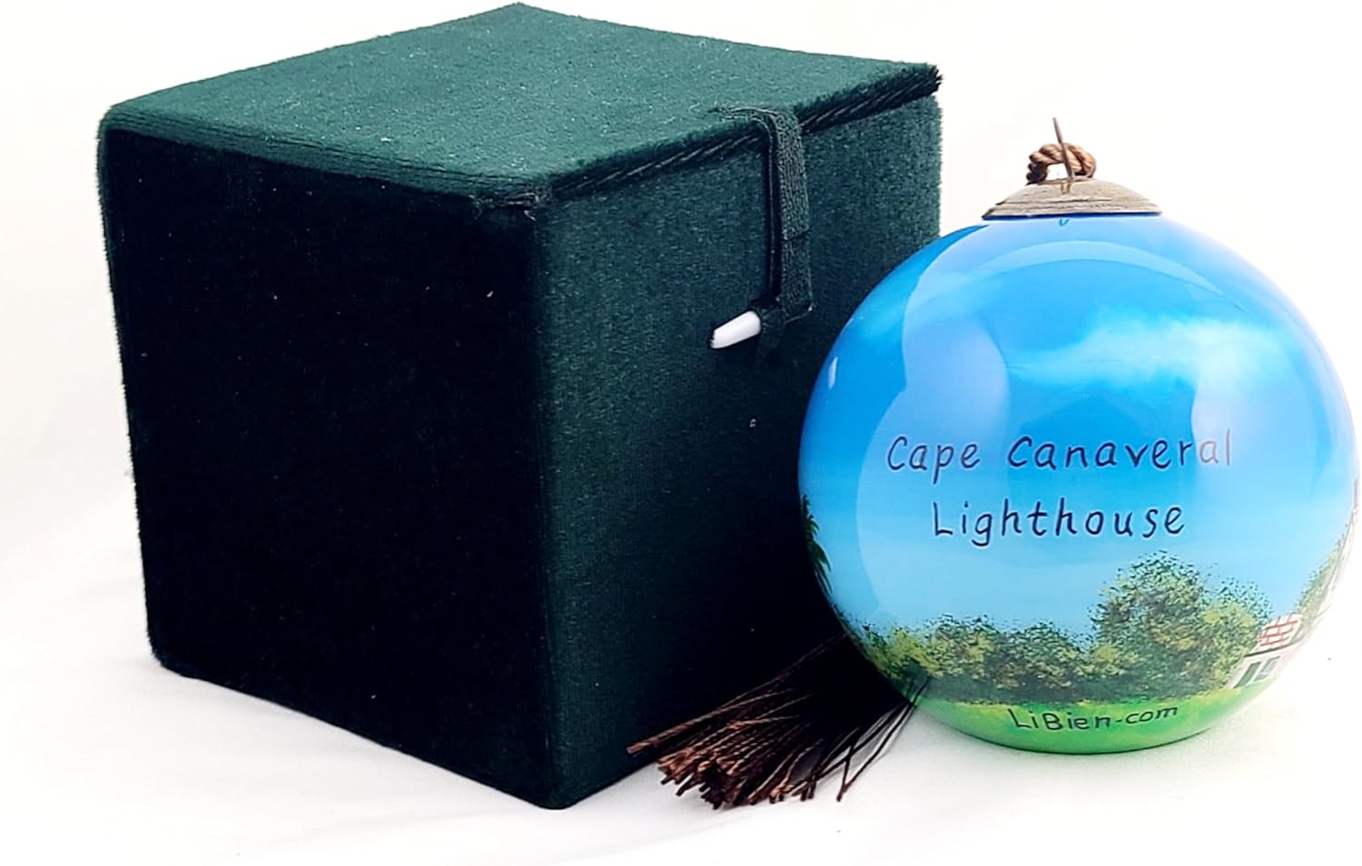 Hand Painted Lighthouse Glass Ornament - Unique Artisan Decor