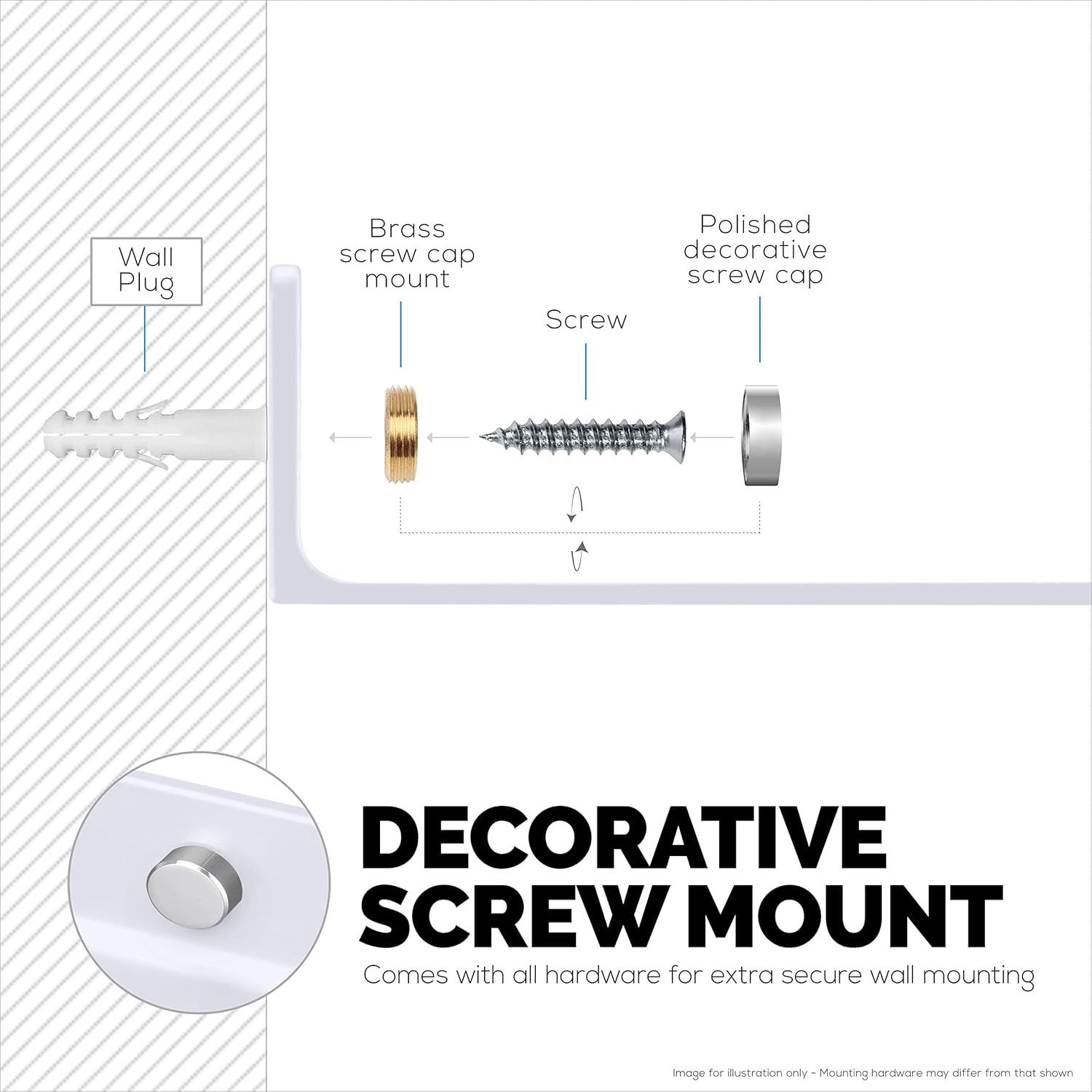 BRAINWAVZ Floating Metal Wall Shelf 2-Pack White
