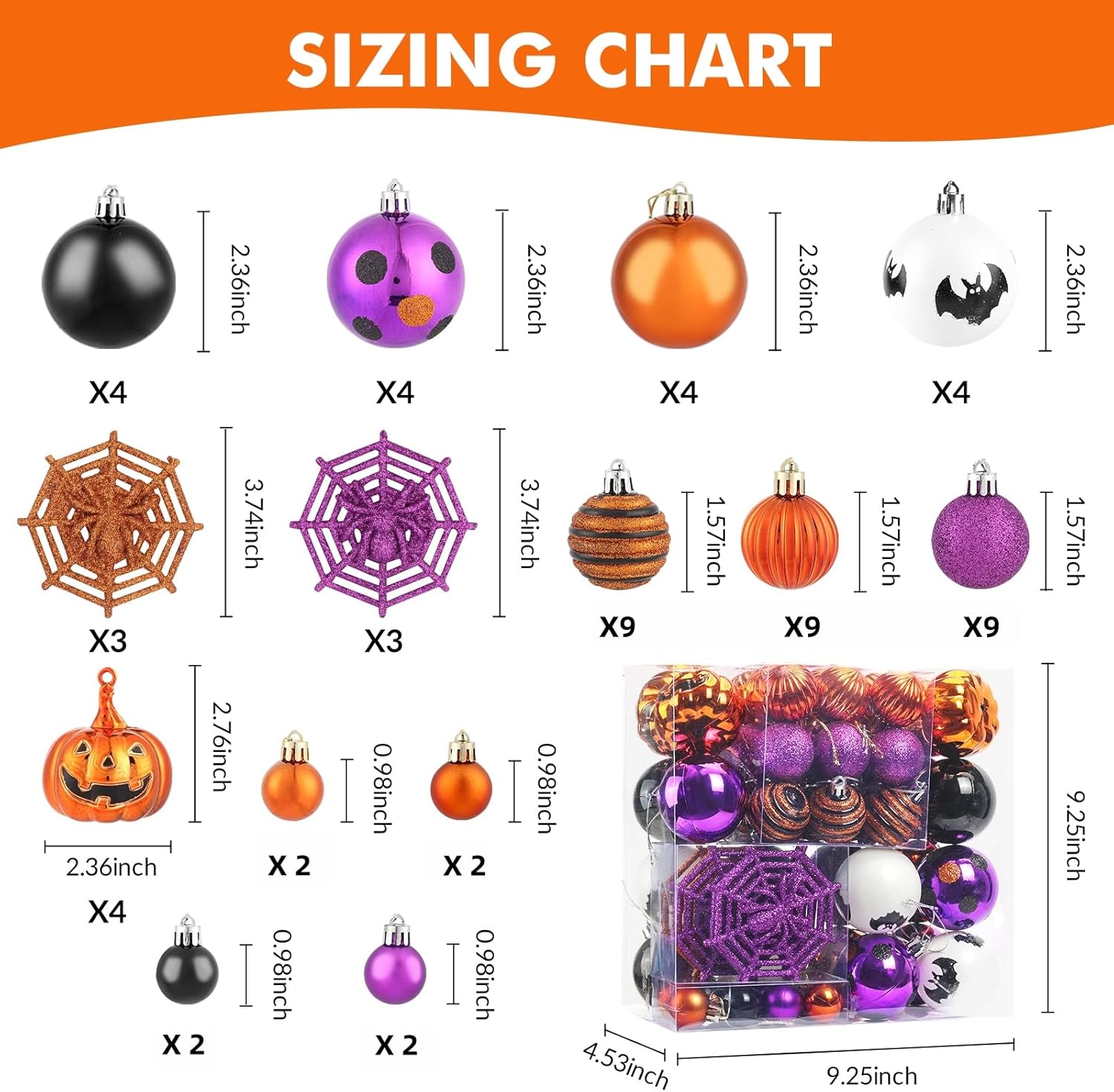 Fruasio Halloween Ornaments 61PCS Shatterproof Set