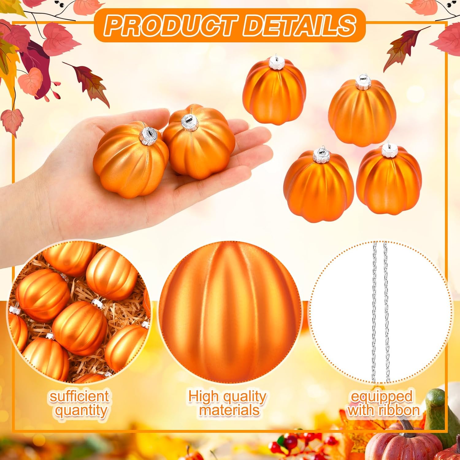 Tigeen 24 Pcs Fall Pumpkin Hanging Ornaments
