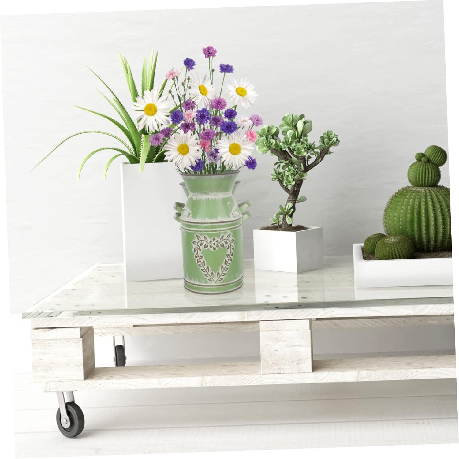 Rustic Metal Flower Pot with Handles for Home Decor