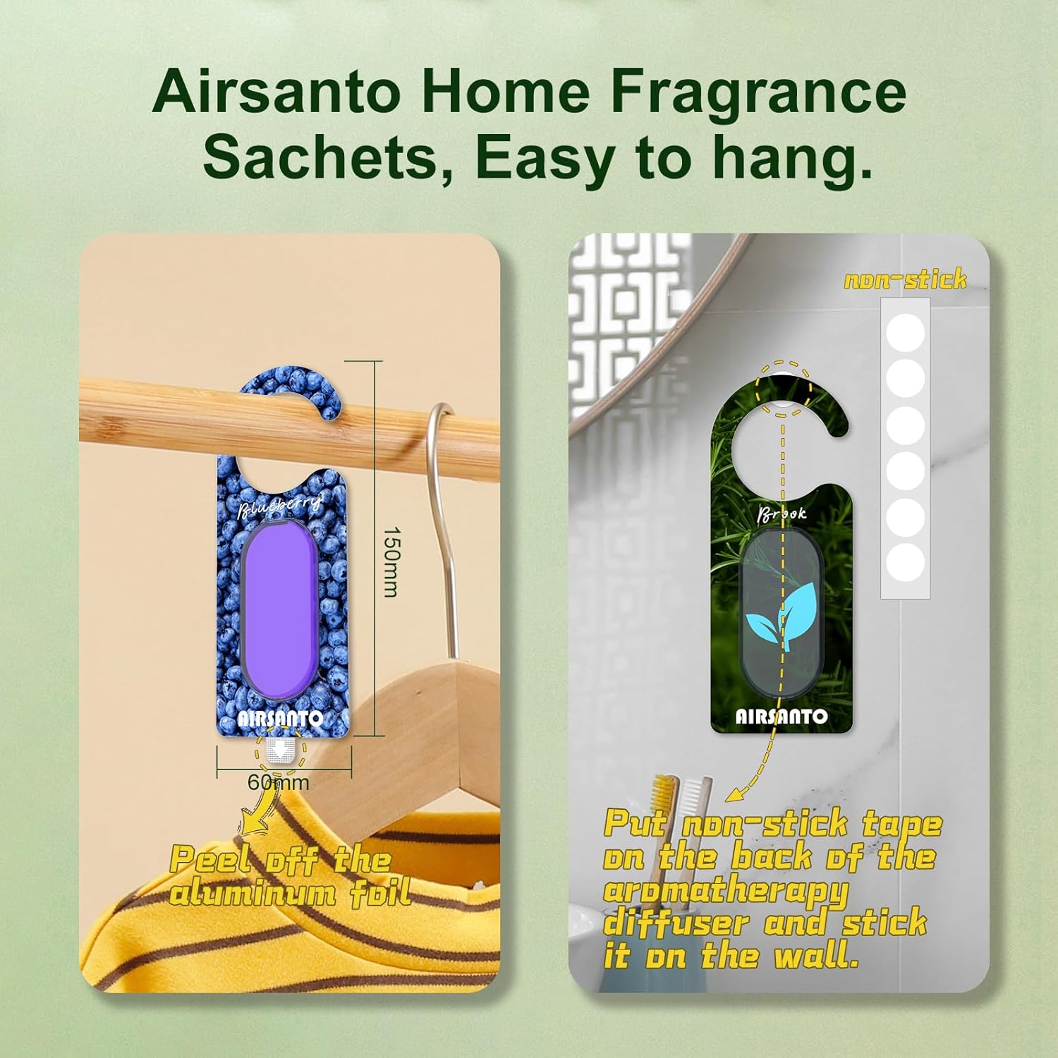 Airsanto Fresh Scent Sachets Pack of 2 Blueberry Brook