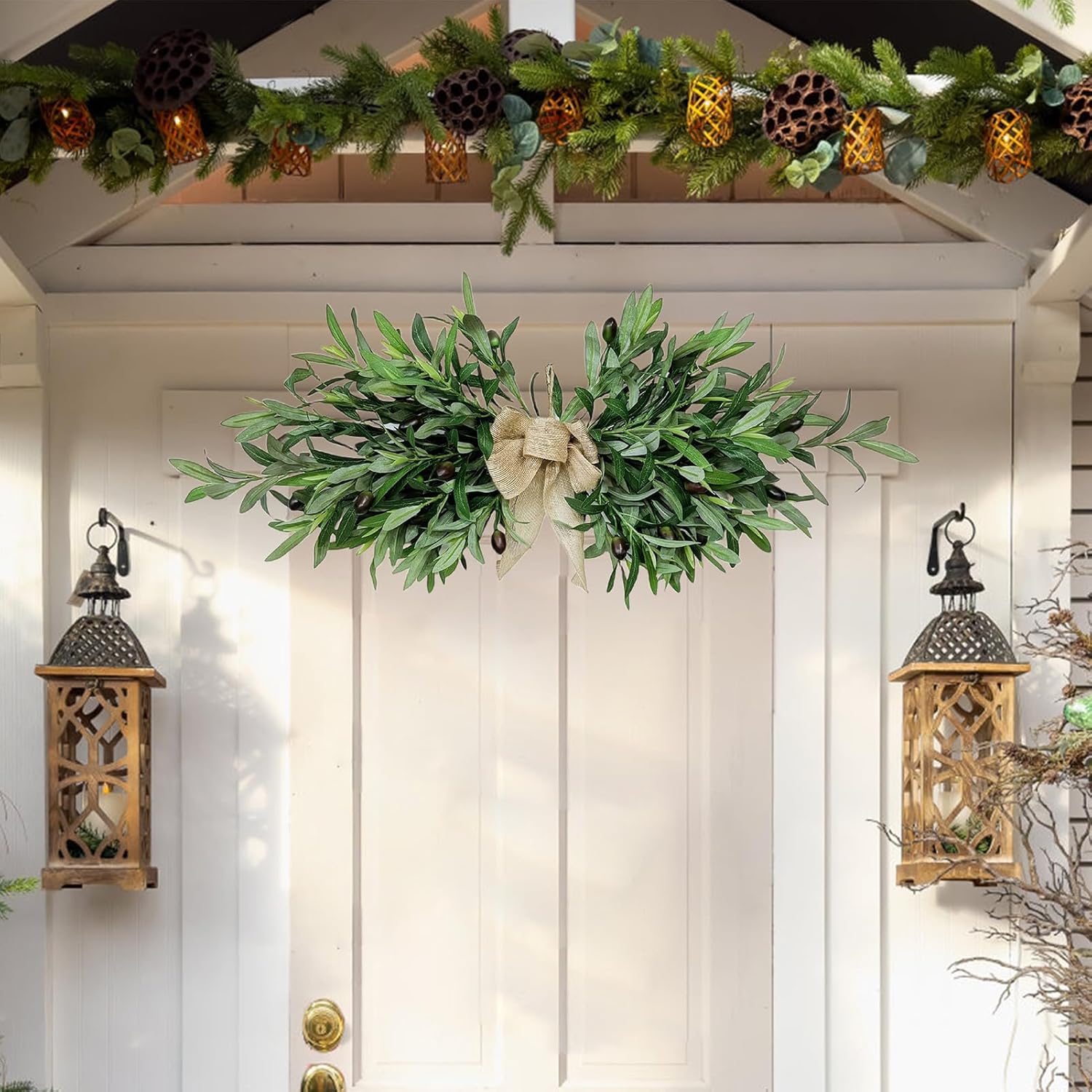 Wnvivi 236 Inch Artificial Olive Flower Swags Wreath