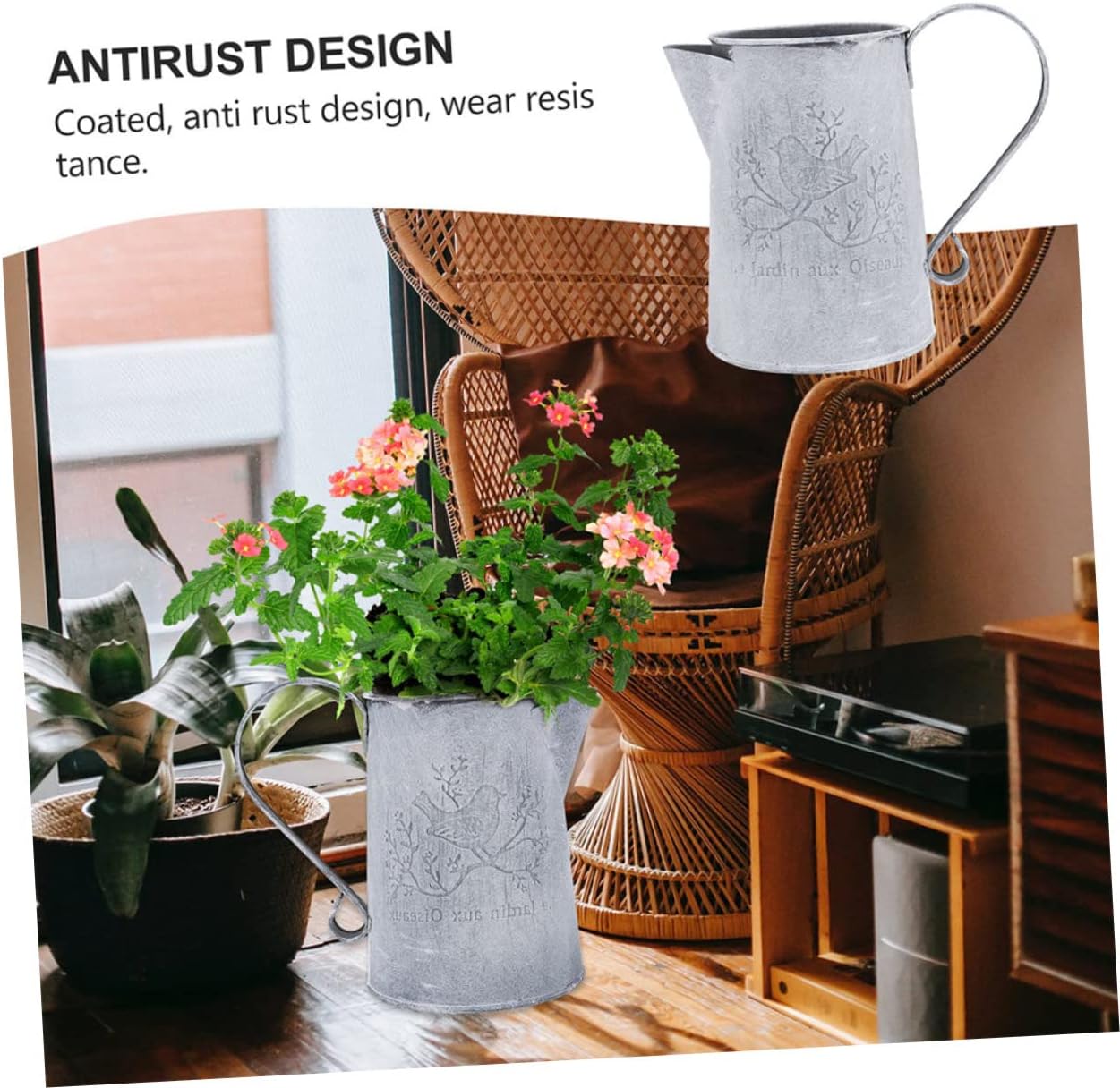 SUPVOX 2pcs Retro Iron Flower Buckets for Home Decor