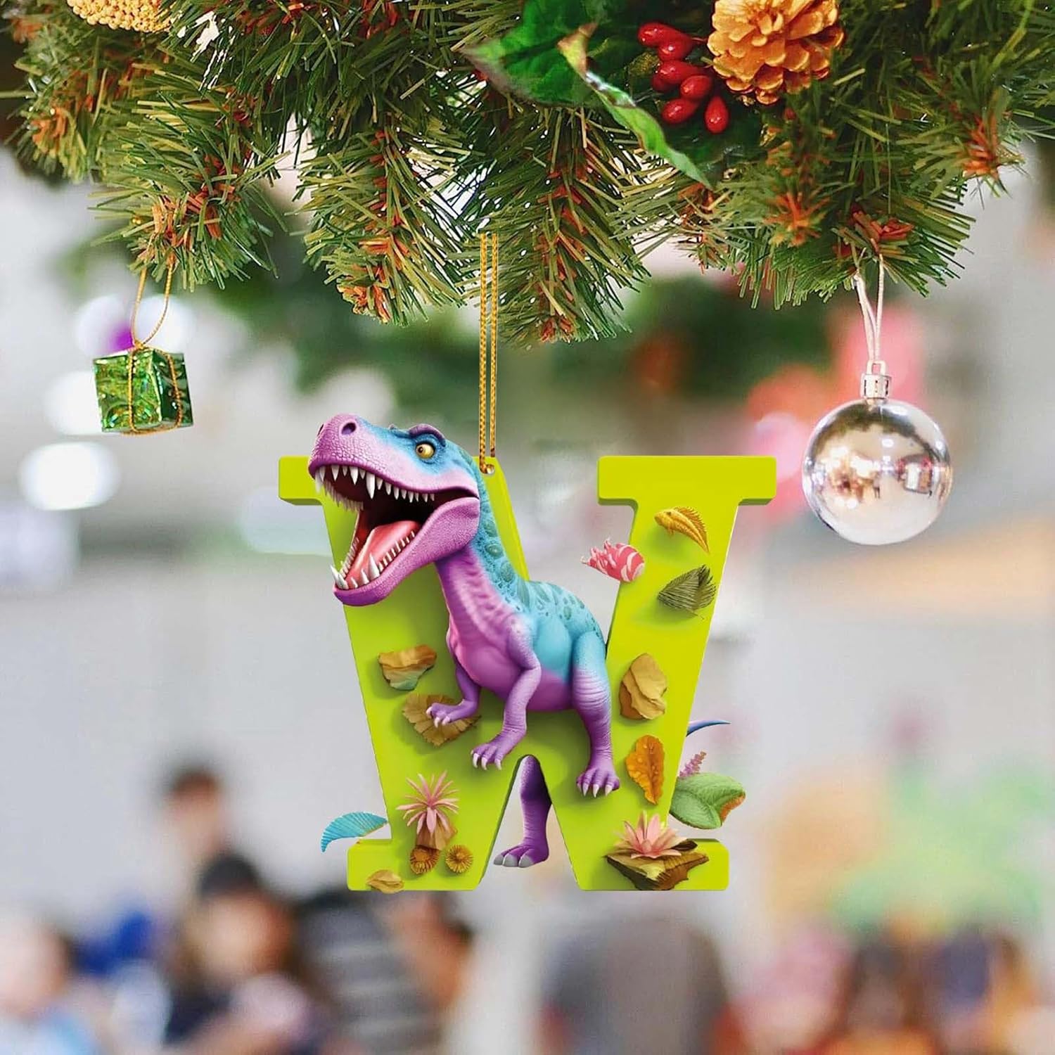 Christmas Dinosaur Acrylic Ornament Letters Decorative Hanging for Tree