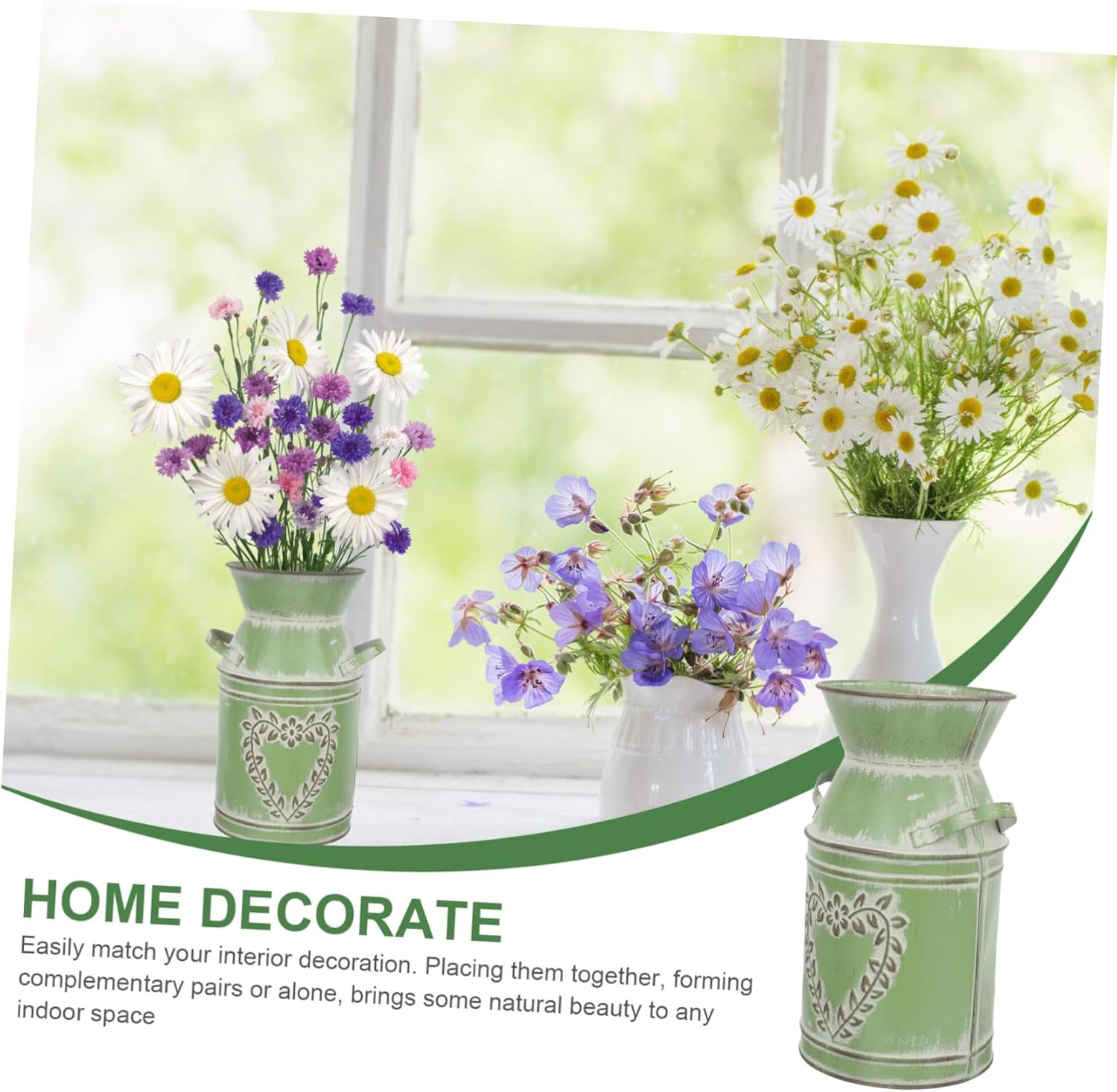 Rustic Metal Flower Pot with Handles for Home Decor