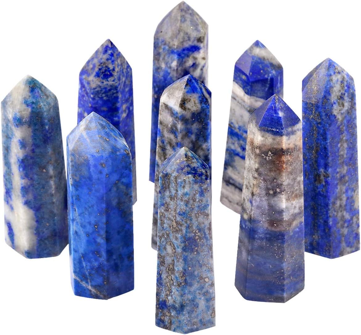 Rockcloud 3 Healing Crystal Wands Set Lapis Lazuli Tiger Eye Black Obsidian
