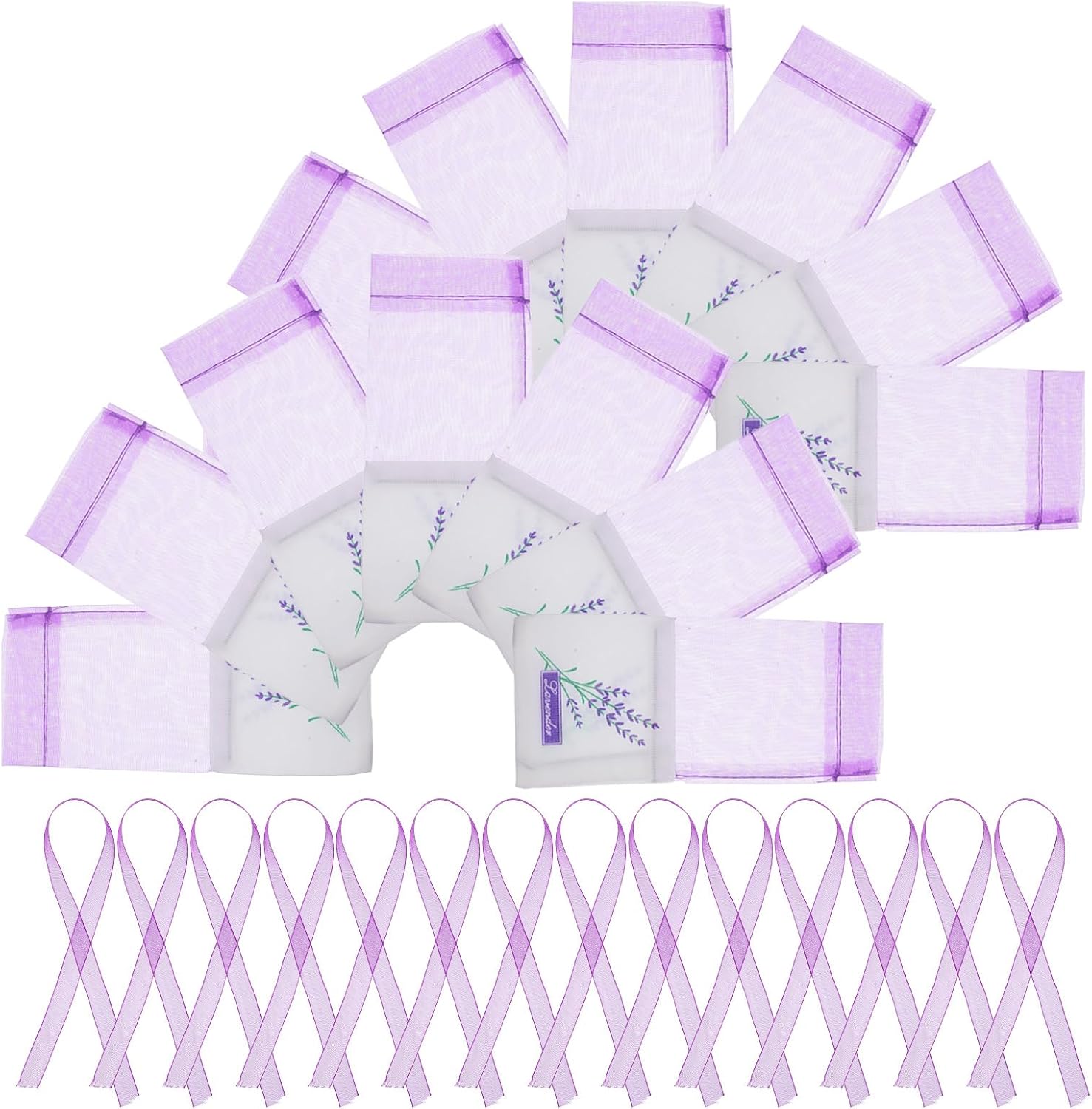Wakauto 30pcs Purple Lavender Sachet Bags for Storage and Home Fragrance
