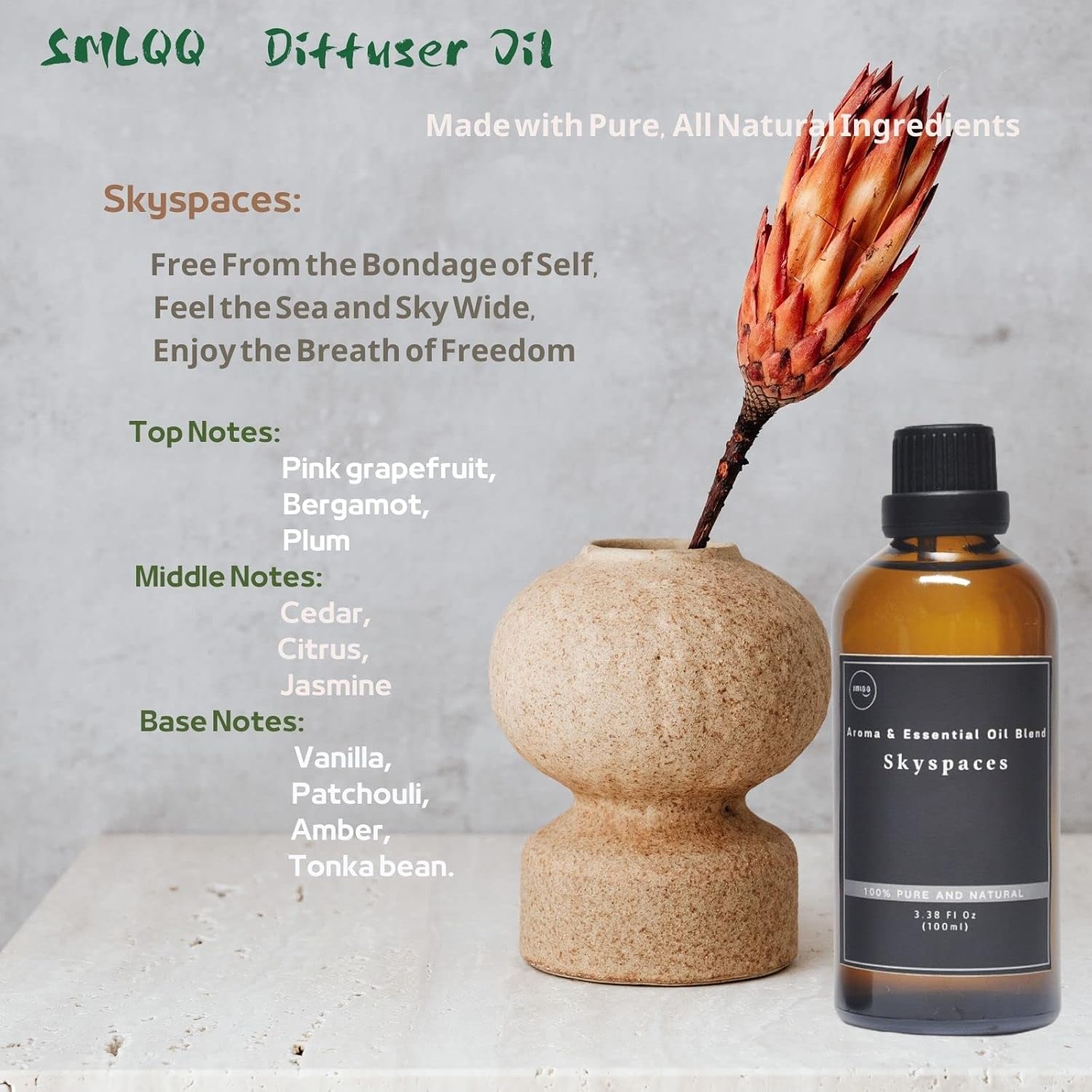 Skyspaces Fragrance Oil for Diffusers - Natural Cedar Amber Scent