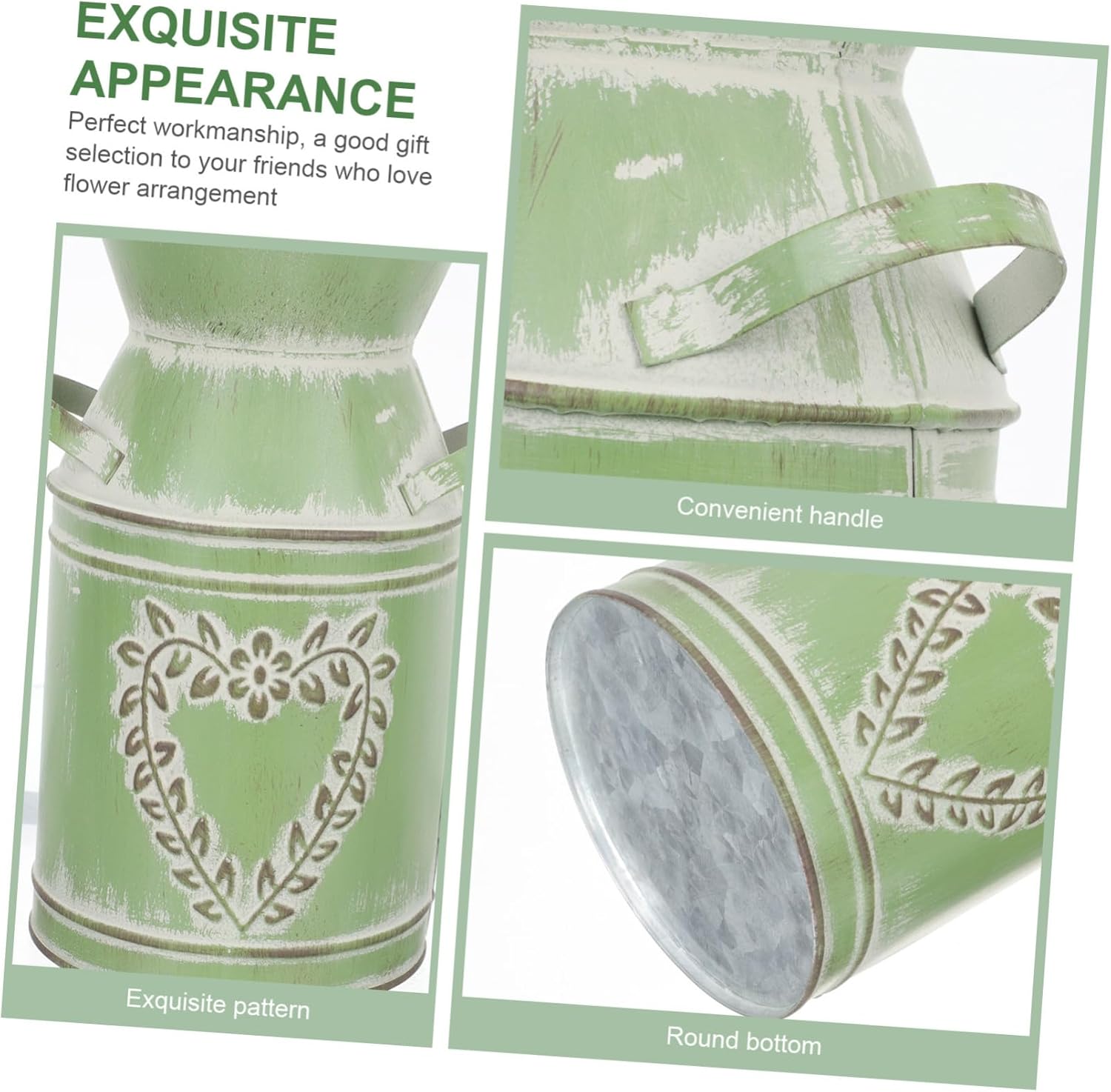 Rustic Metal Flower Pot with Handles for Home Decor