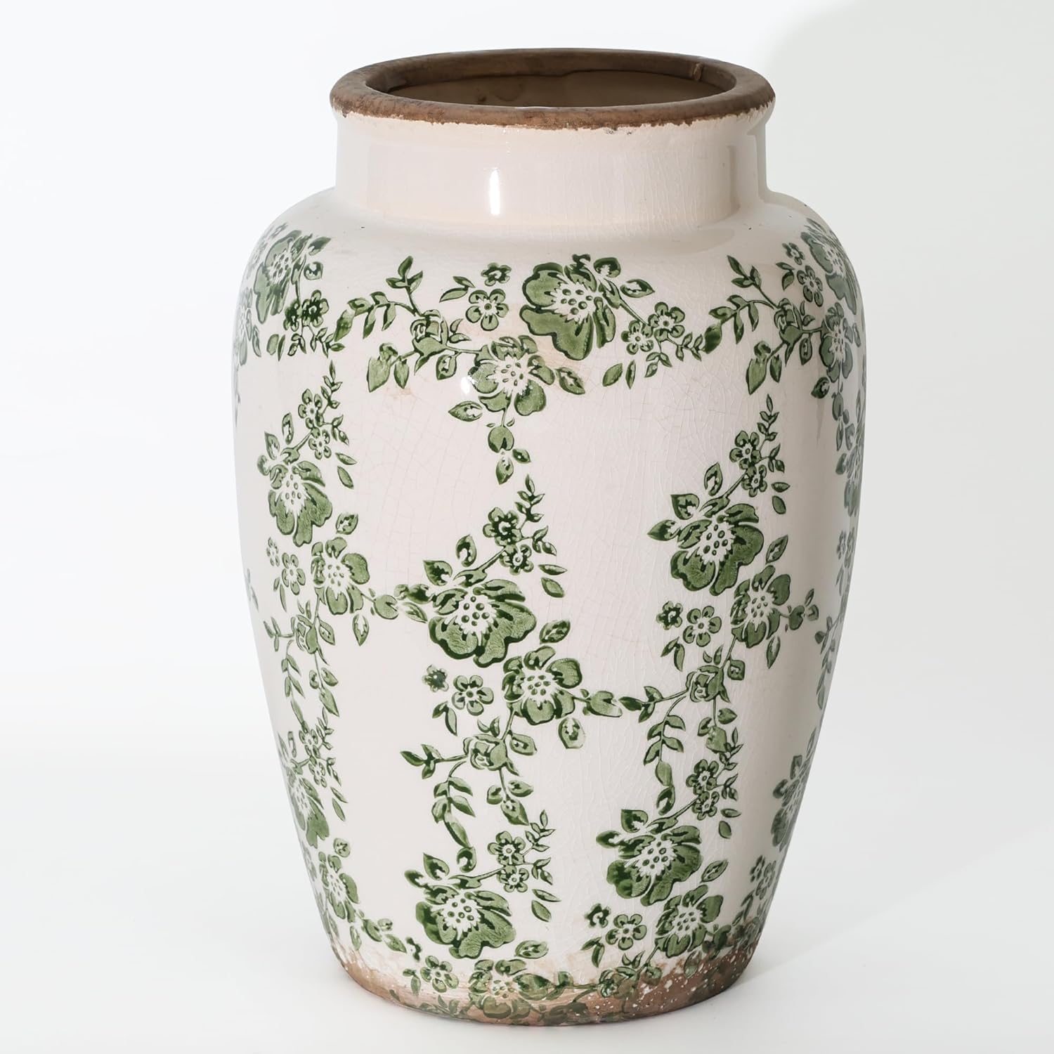 Ronasip Retro Ceramic Vase Green 10 Inch