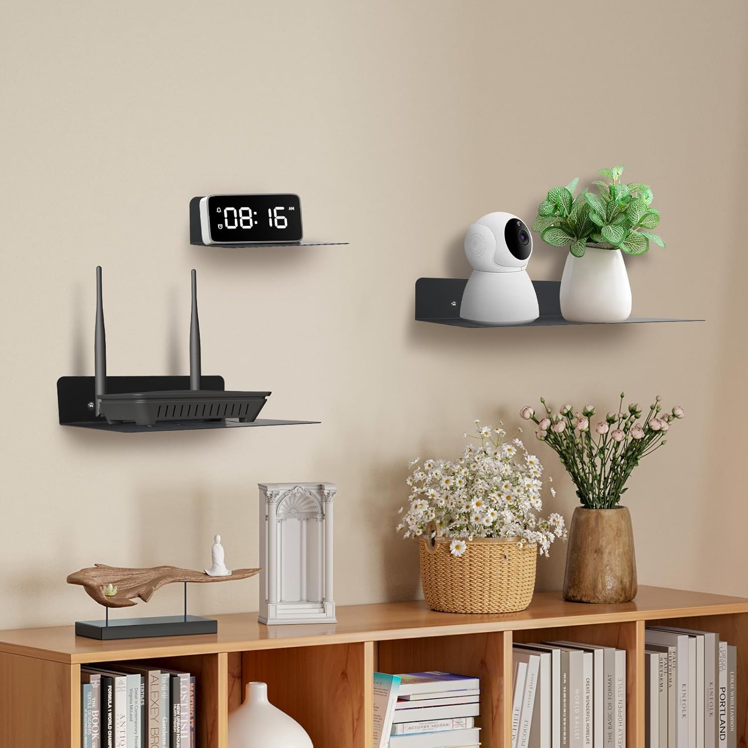 Steel Floating Shelves for Wall Black 906x689 in