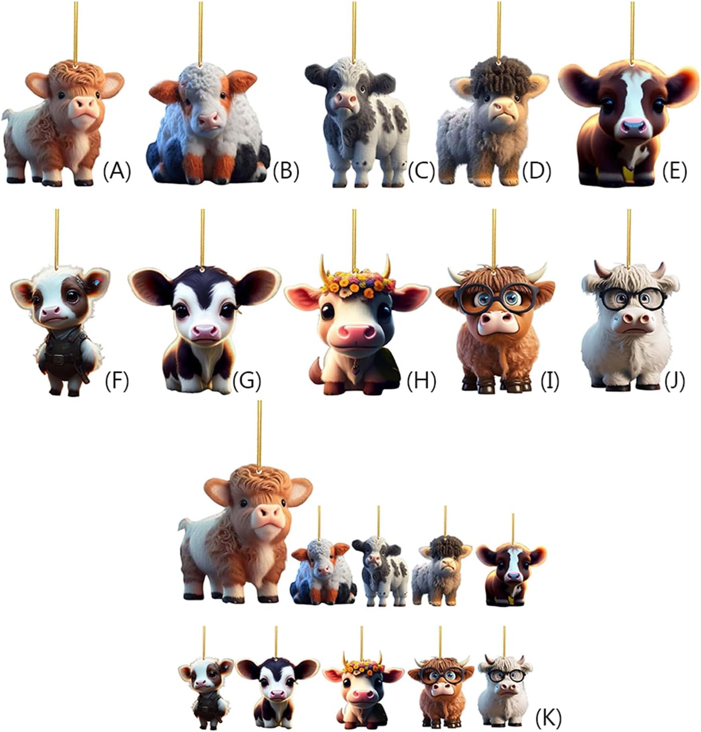Cute Cartoon Cow Hanging Ornament for Home Cars
