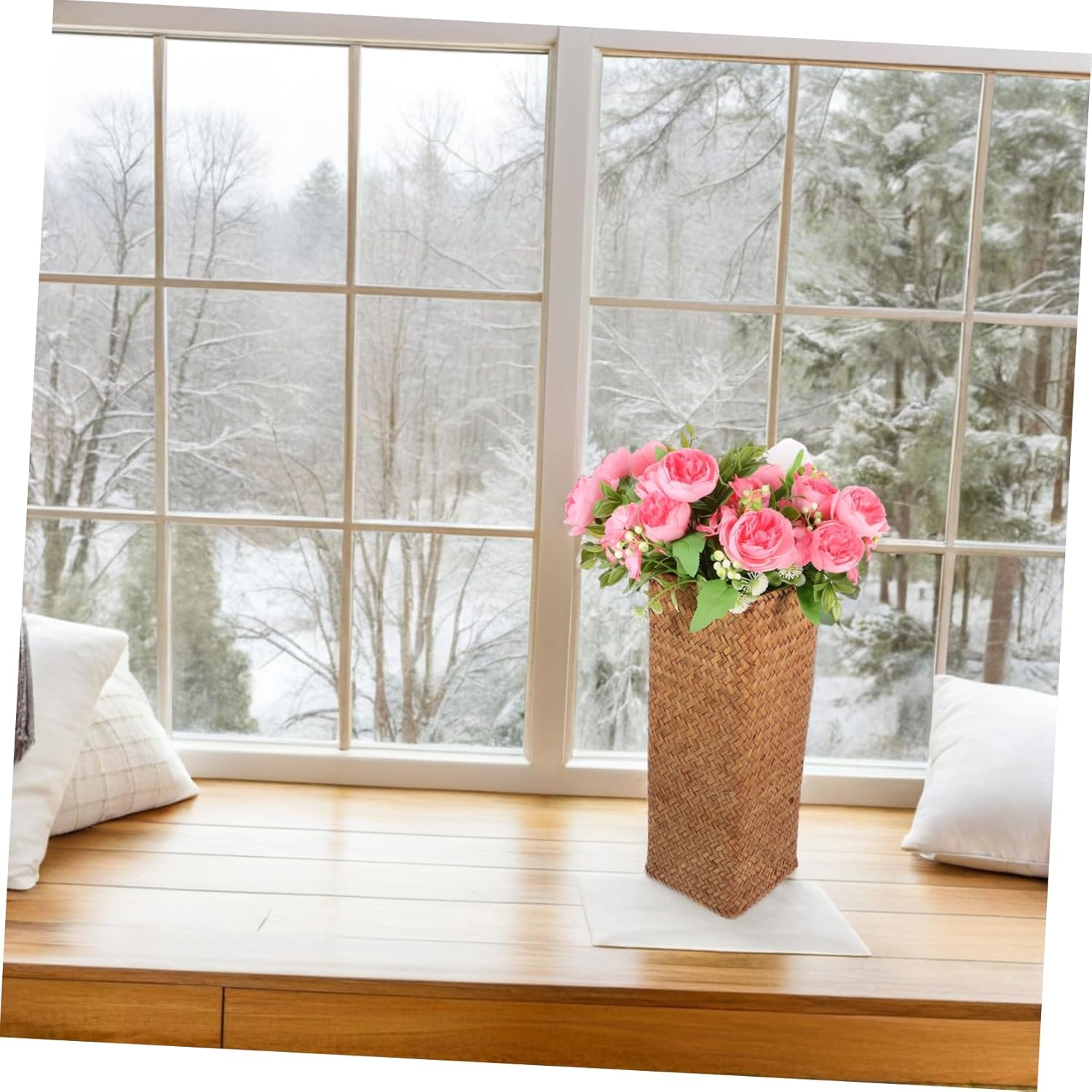 Wicker Flower Basket Vase Natural Rattan Home Decor