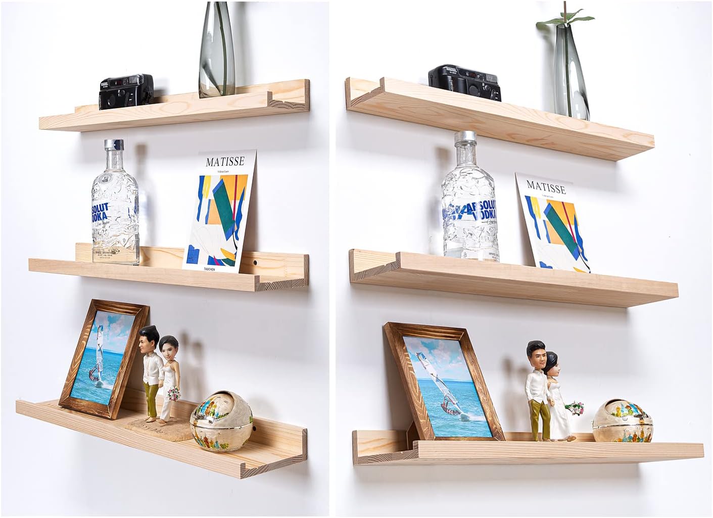 AZSKY Floating Picture Shelves Set of 3 24 Inch Wall Mount