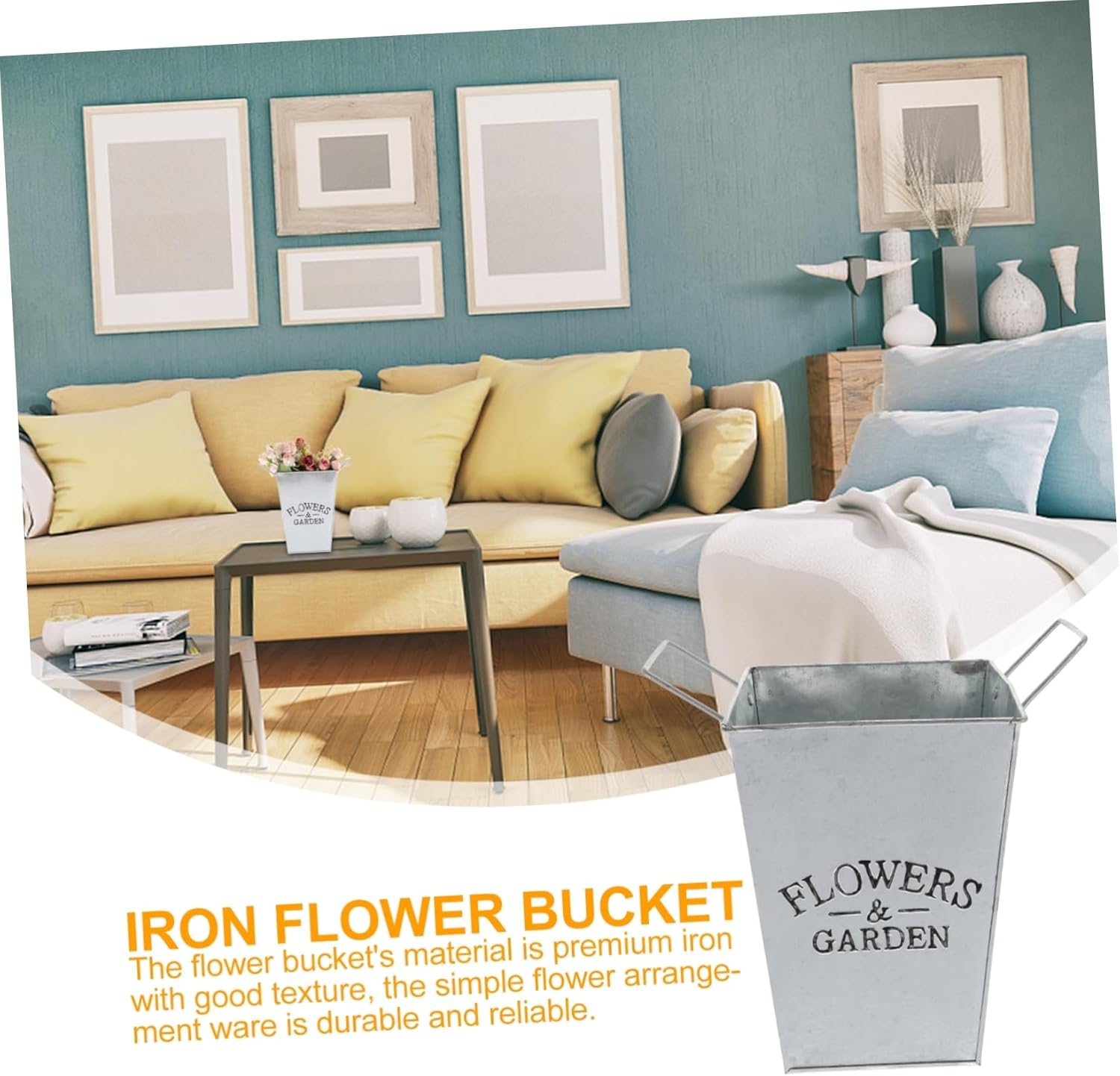 Cabilock Simple Iron Flower Bucket for Dried Flowers