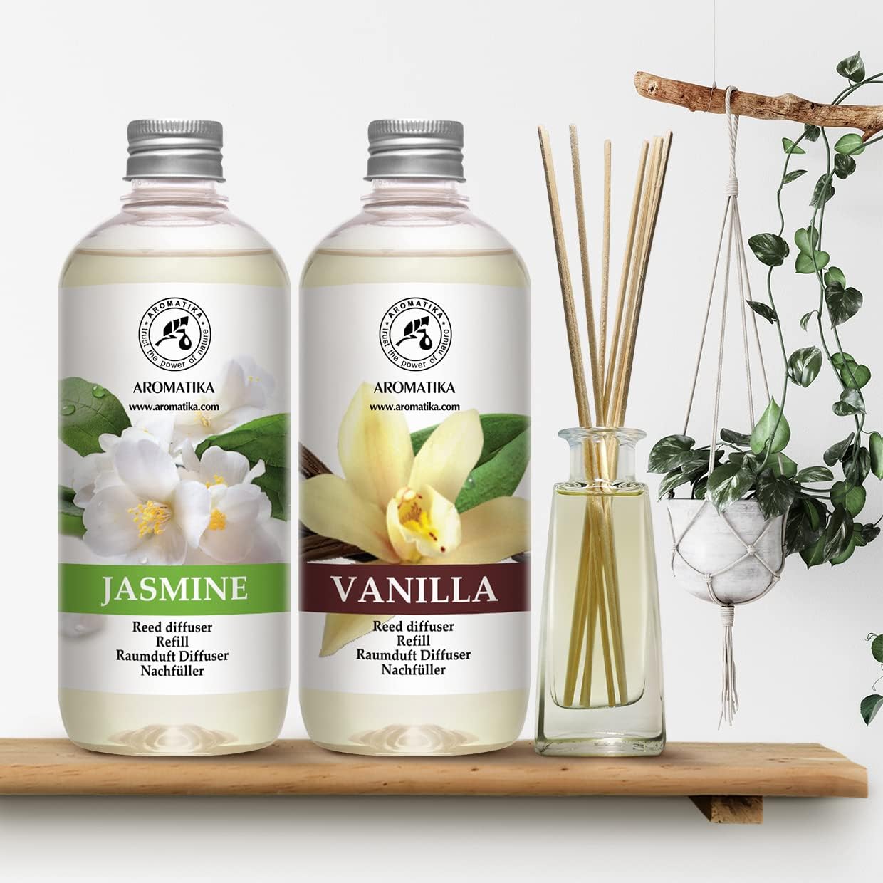Jasmine Vanille Reed Diffuser Refill Set 34 Fl Oz 2 x 500ml