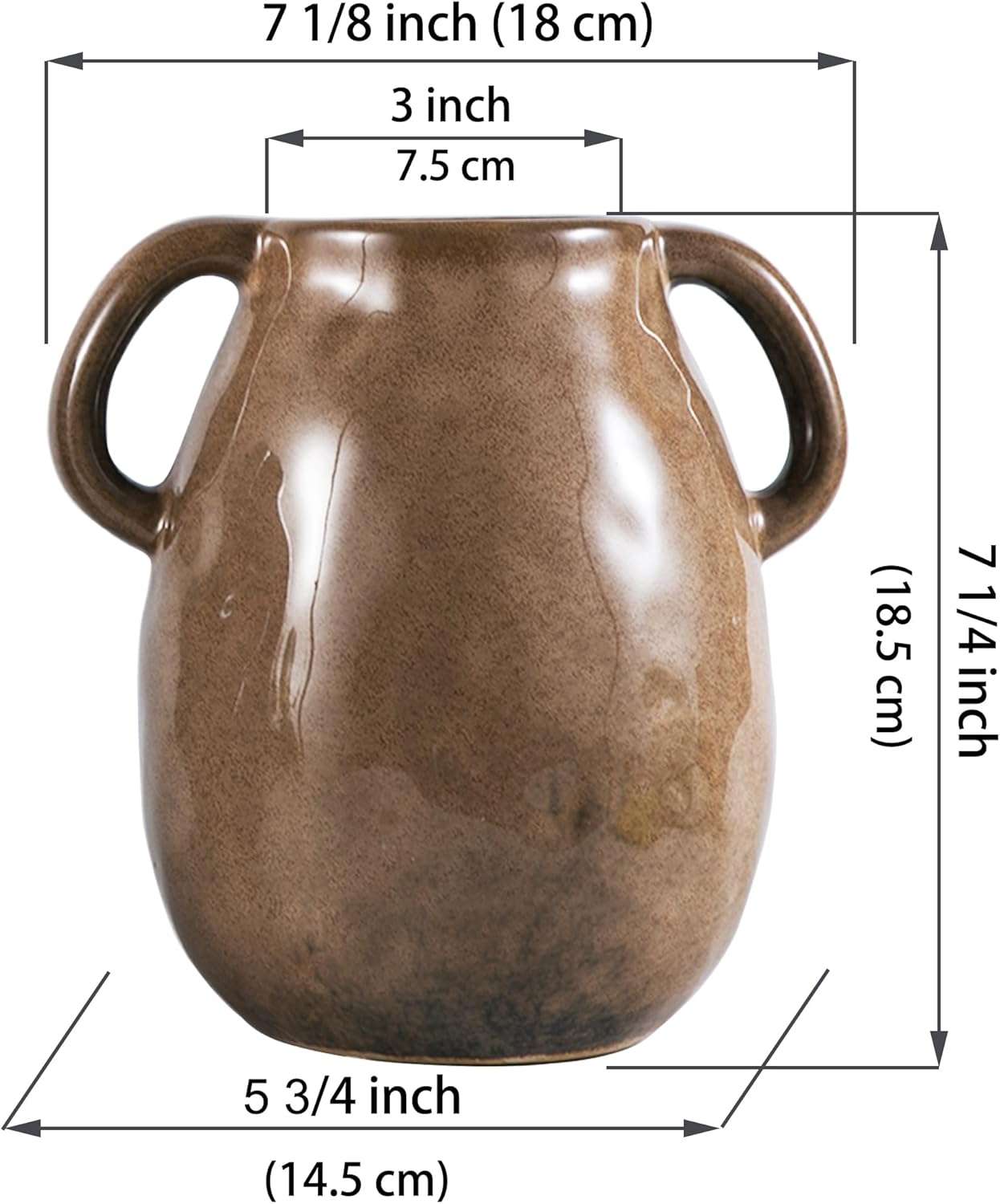 Kimdio Brown Ceramic Vase with Handles