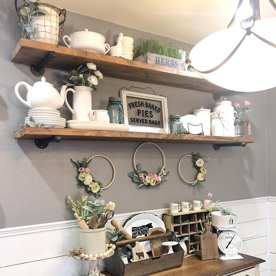 Industrial Pipe Wall Wood Shelves 48 Brown 12 Thick