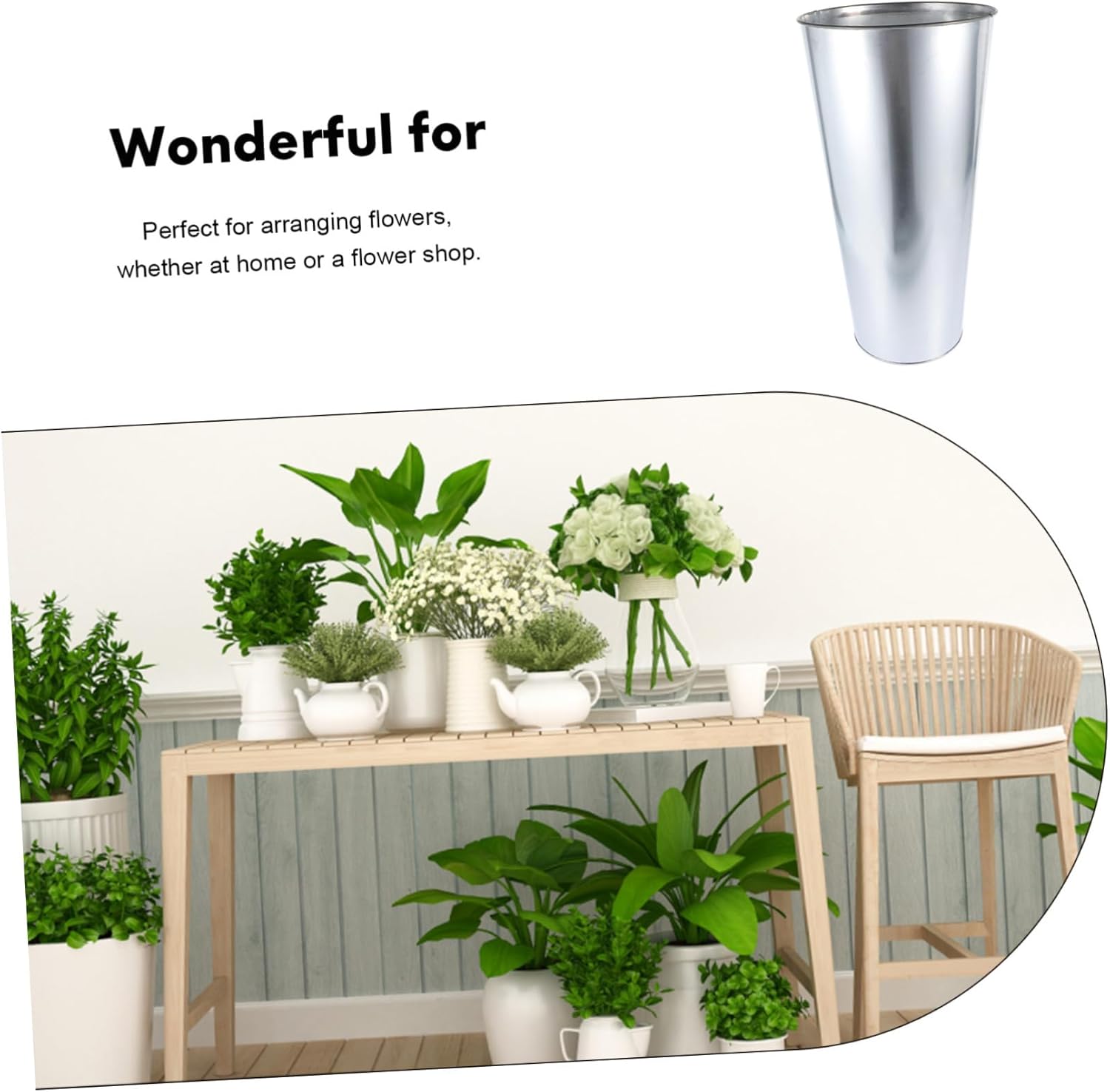 Amosfun Iron Art Flower Bucket Premium Vase for Dried Flowers