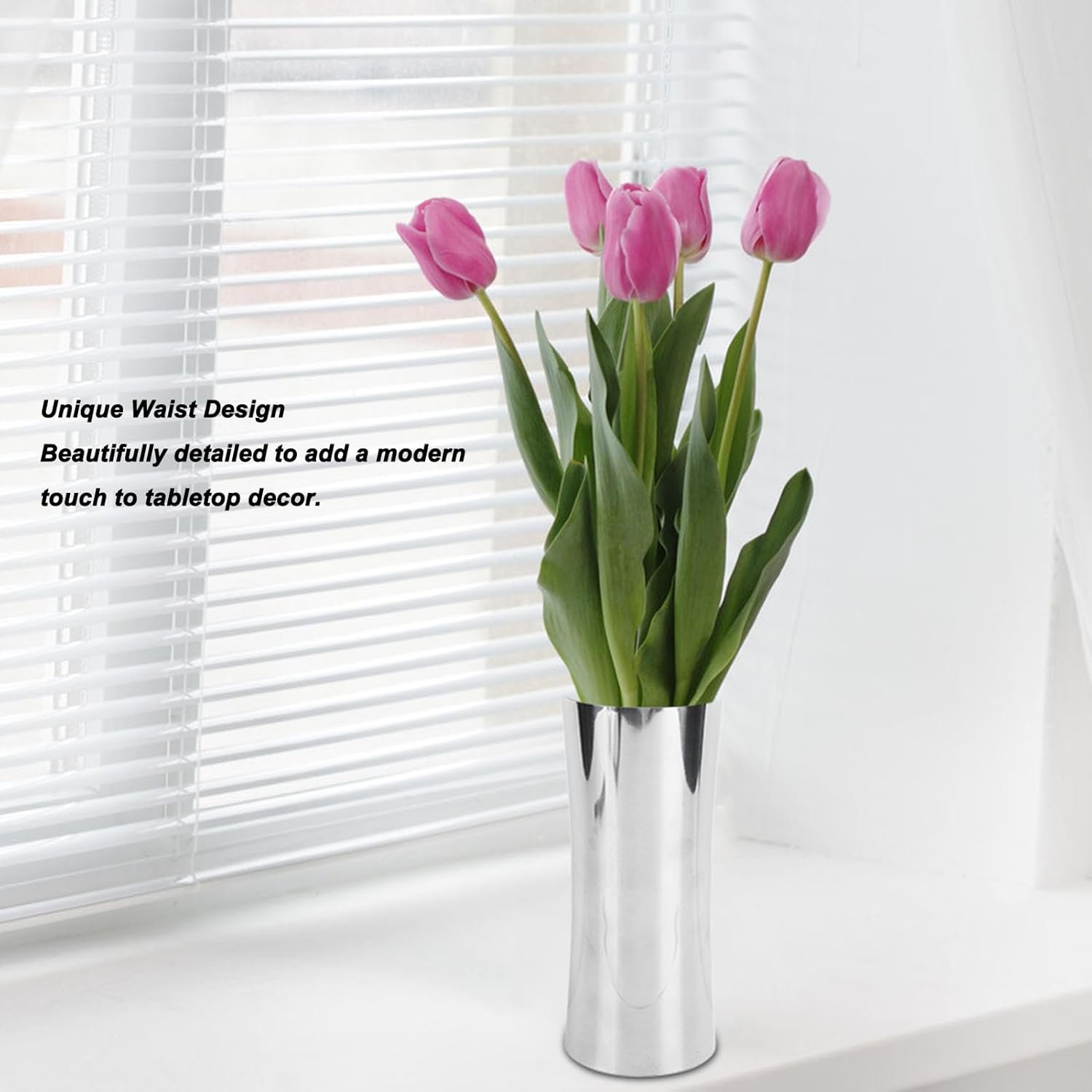 Tall 304 Stainless Steel Silver Waist Shaped Flower Vase