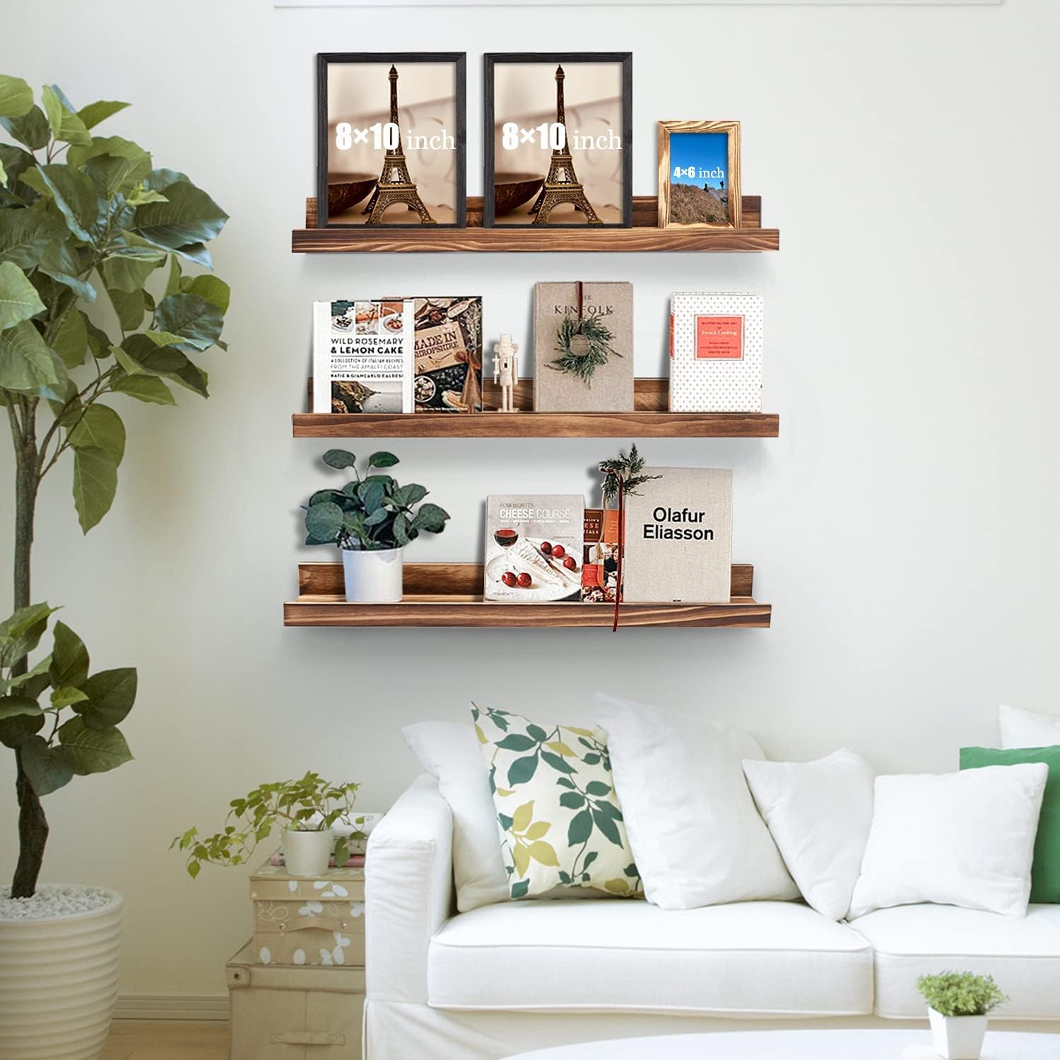 MBYD 3 Pc 24 Inch Floating Shelves Natural Wood