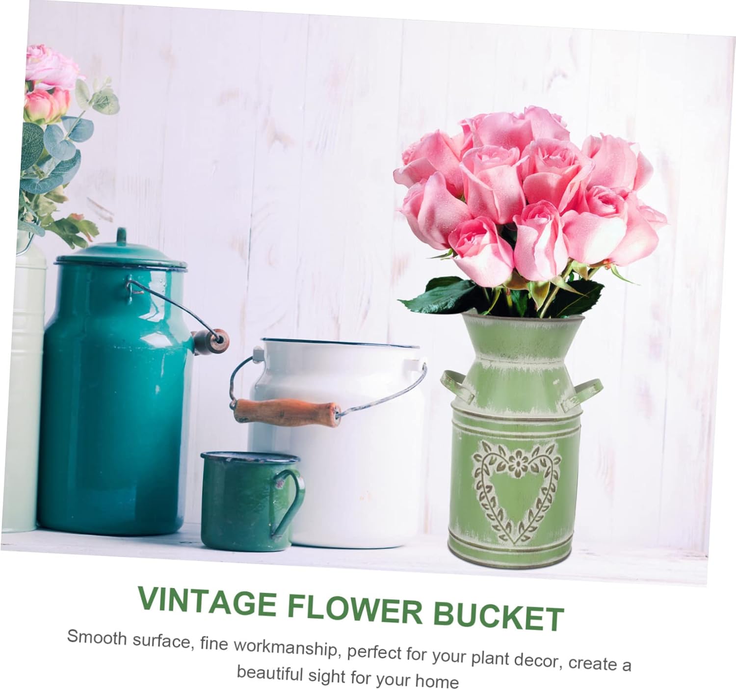 Rustic Metal Flower Pot with Handles for Home Decor