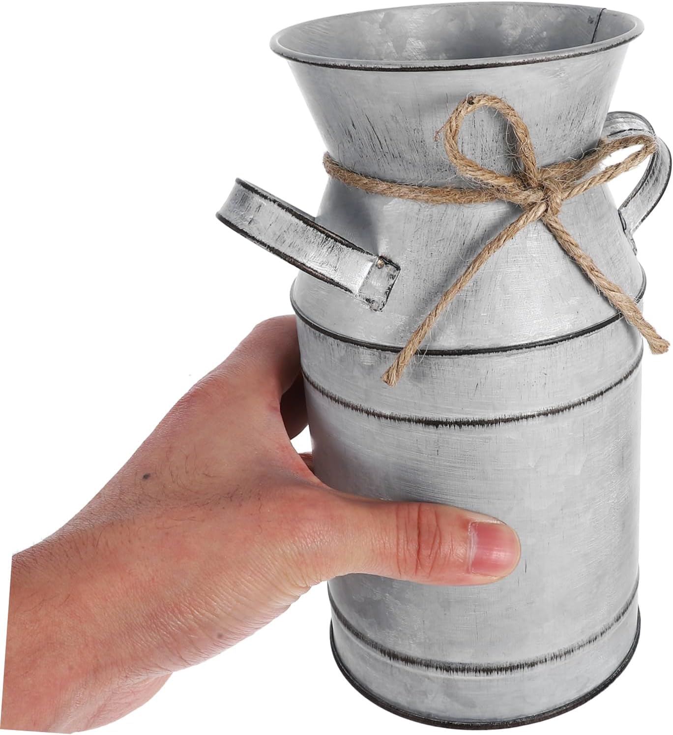Rustic Metal Jug Vase for Flowers and Decor
