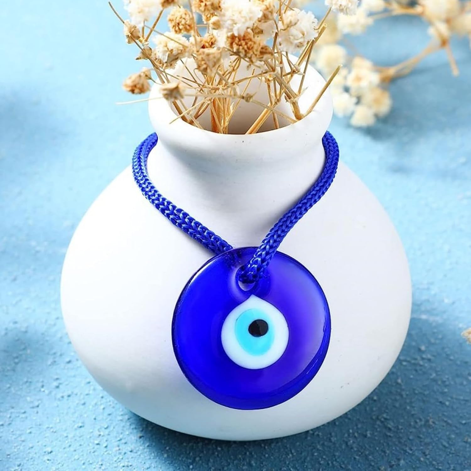 Honbay 4PCS Turkish Blue Evil Eye Glass Pendant Hanging Ornament with Rope