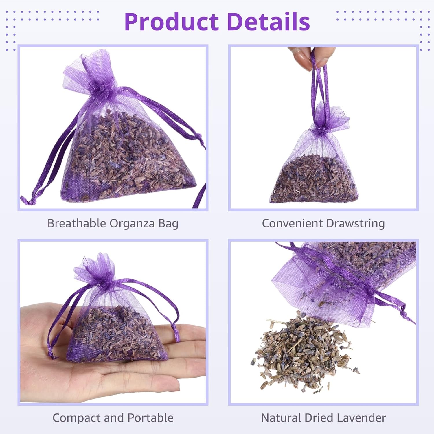 120 Pack Dried Lavender Sachets for Home Car