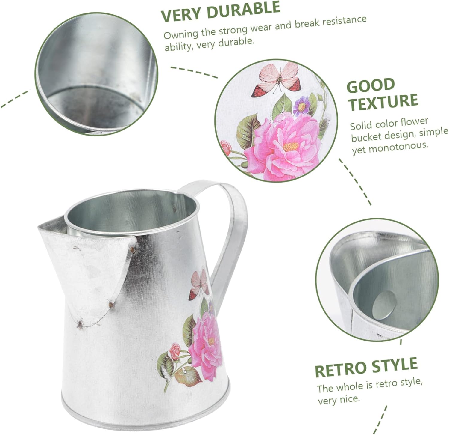 Rustic Iron Flower Vase Bucket for Home Decor