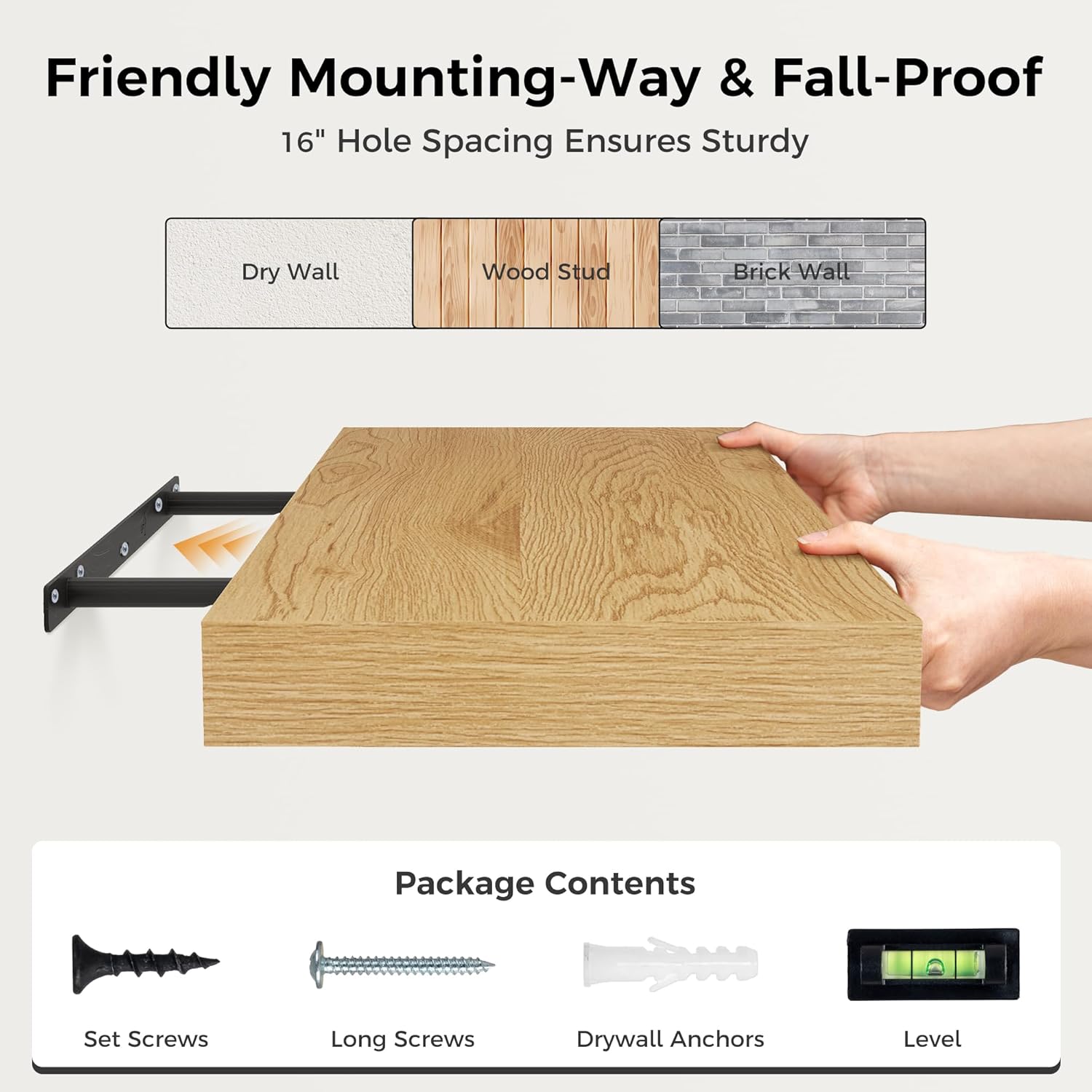 48 Inch Floating Shelf with 12 Inch Depth for Wall Storage