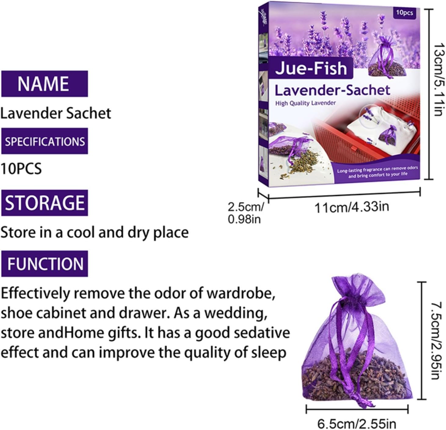 AUTMOR Cedar Lavender Sachets 10 Pack for Home Fragrance