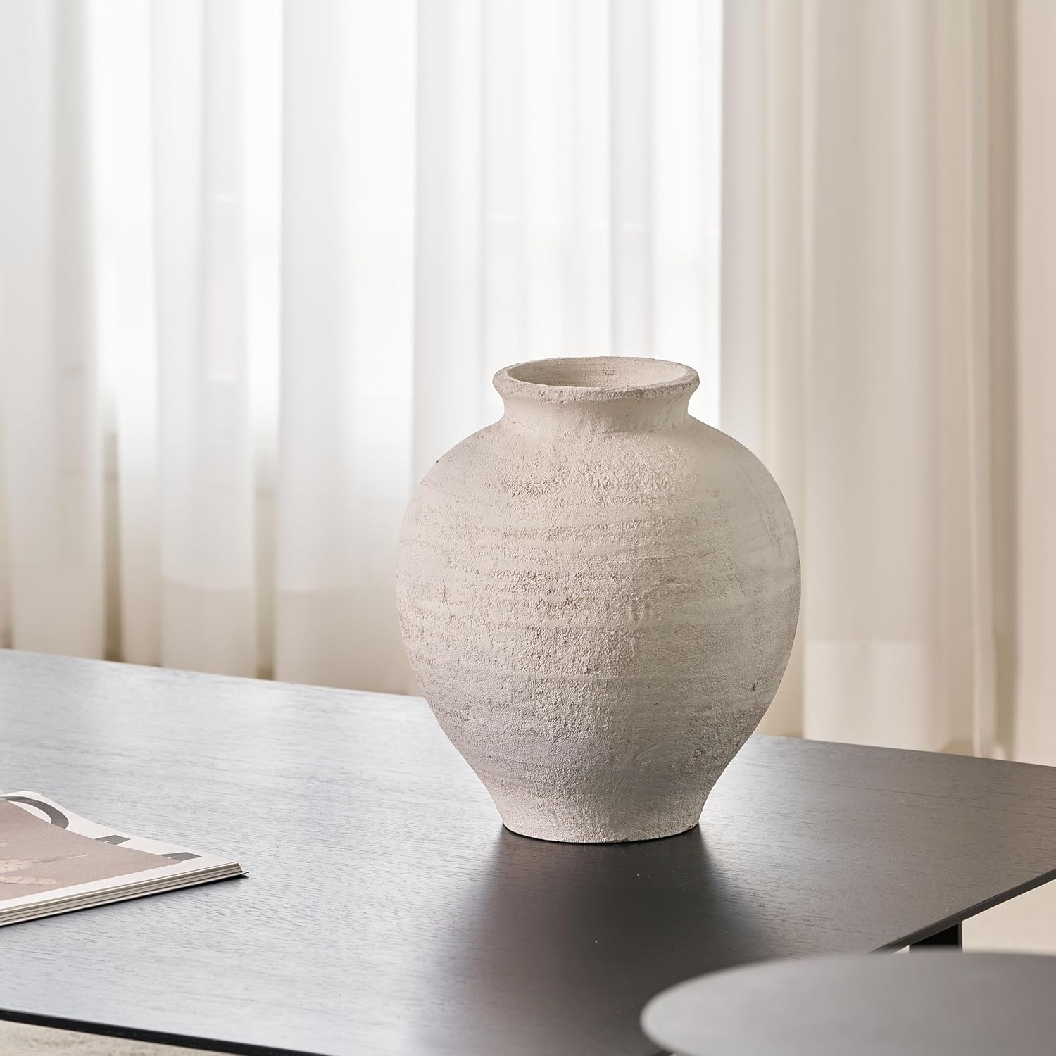 LB2 White Ceramic Large Vase 11 Inch Zen Style