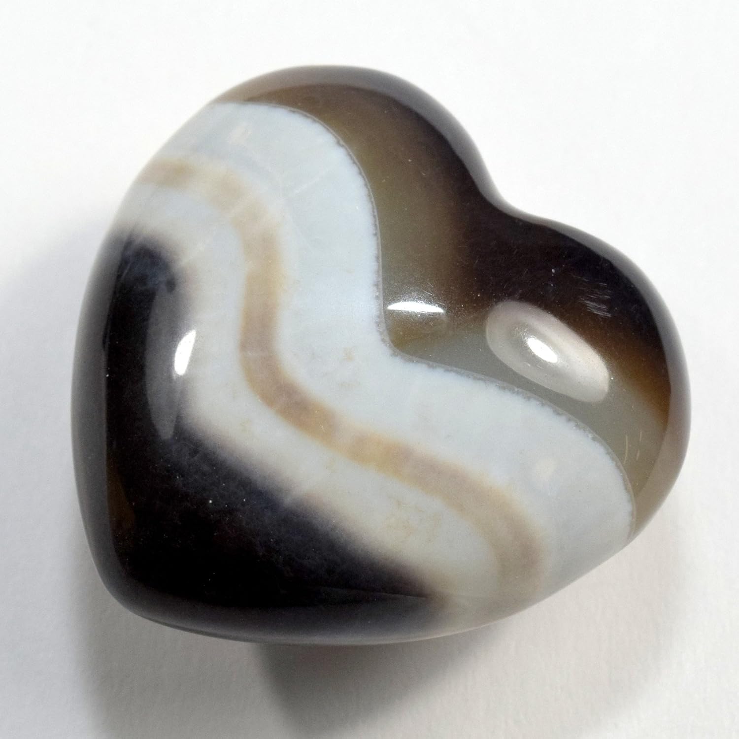 43mm Agate Heart Natural Banded Crystal Love Stone with Acrylic Stand