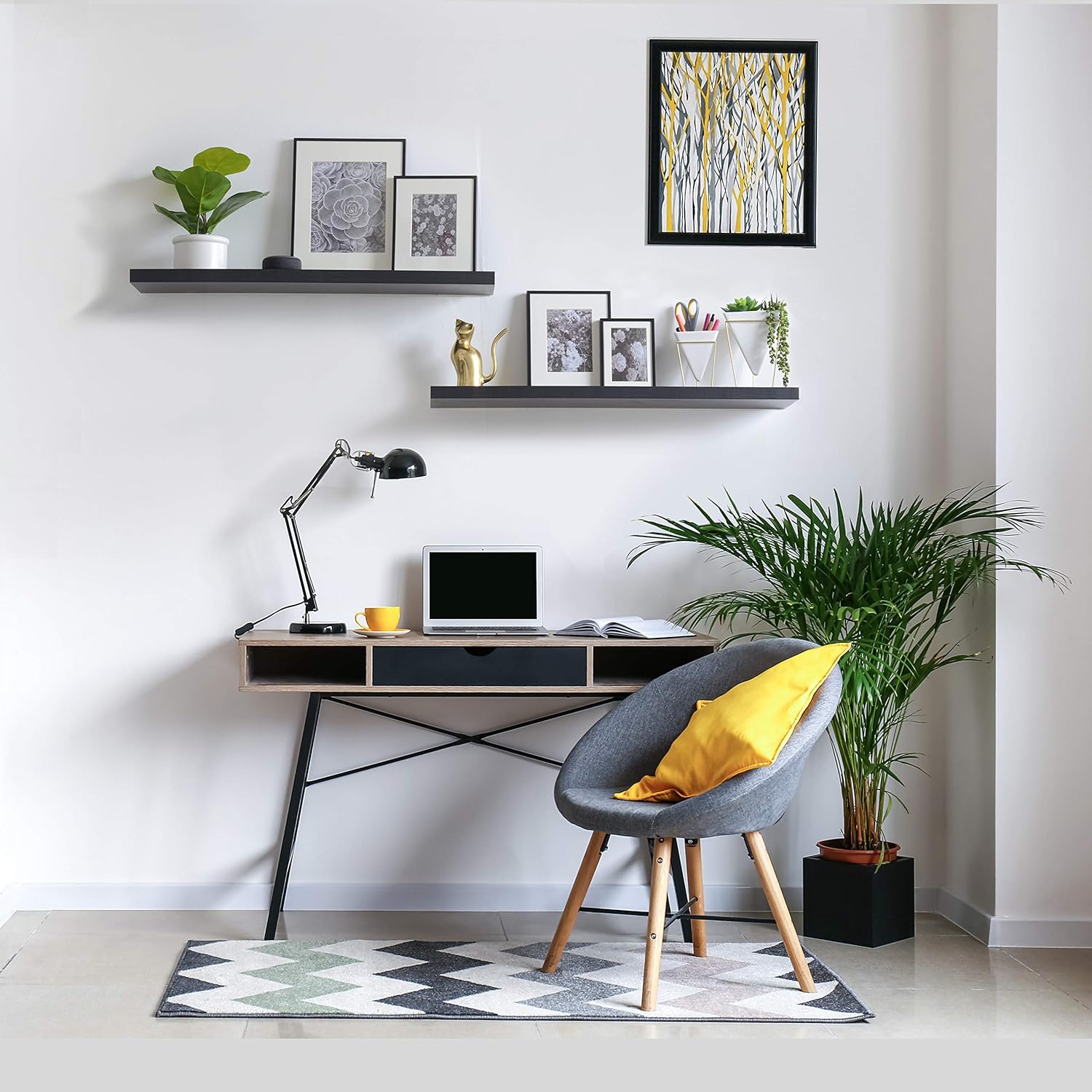Delta Floating Shelves 2 Pack Black 24x8x1 Modern Wall Mounted