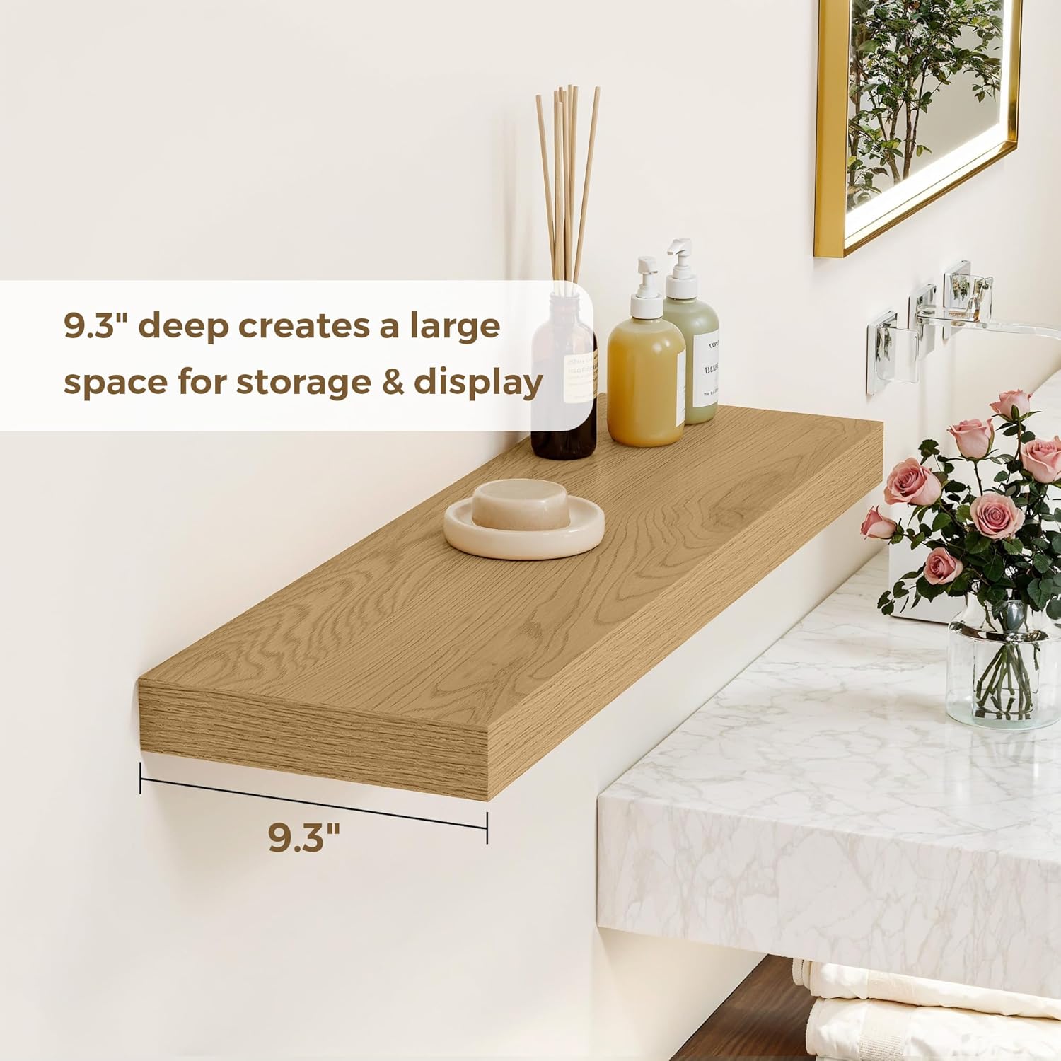 Dreamland 36 Inch Floating Shelves Set of 2 Oak