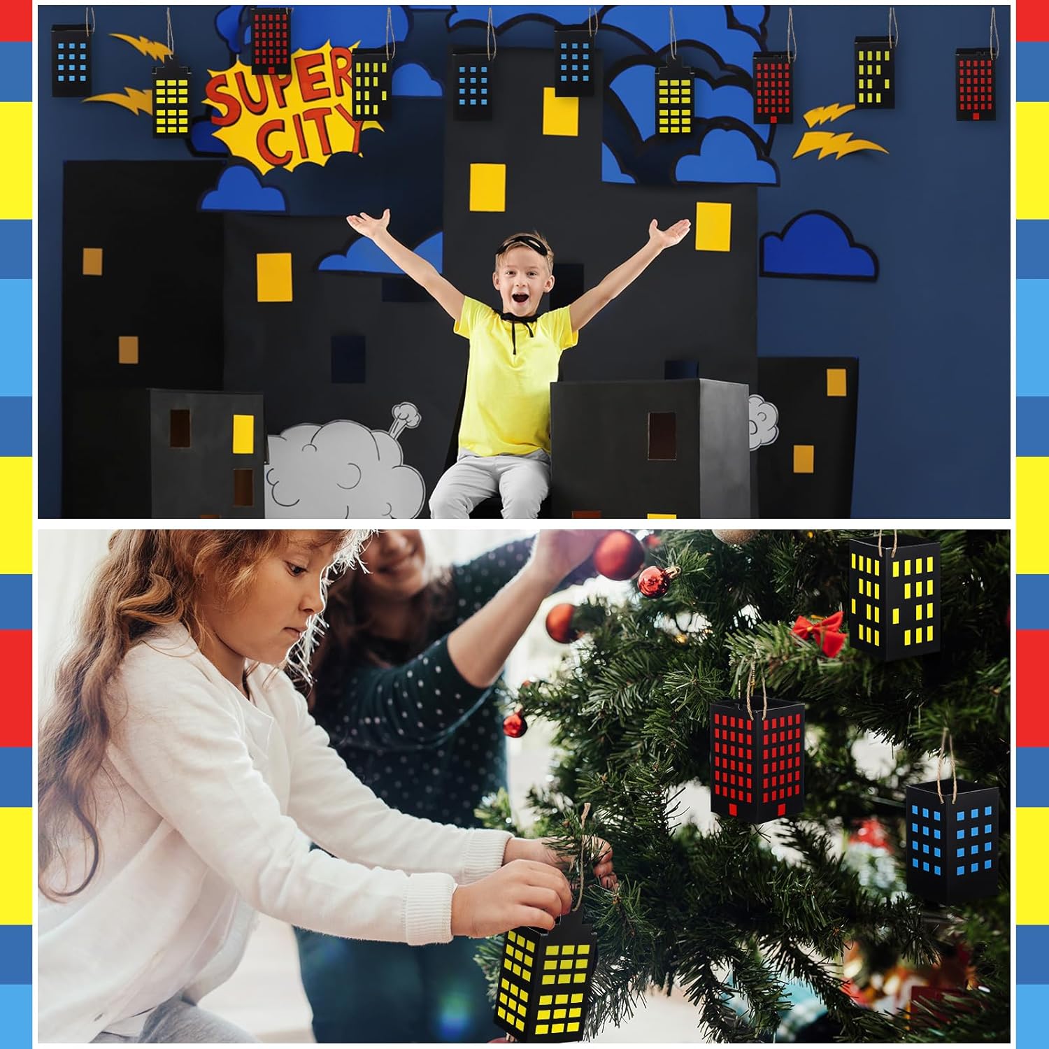16 Pcs Hero Cityscape Paper Boxes Hanging Decorations