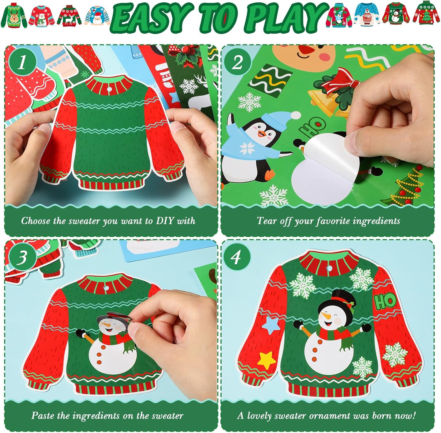 Funrous 24 Pcs Christmas Ugly Sweater DIY Ornaments Kit
