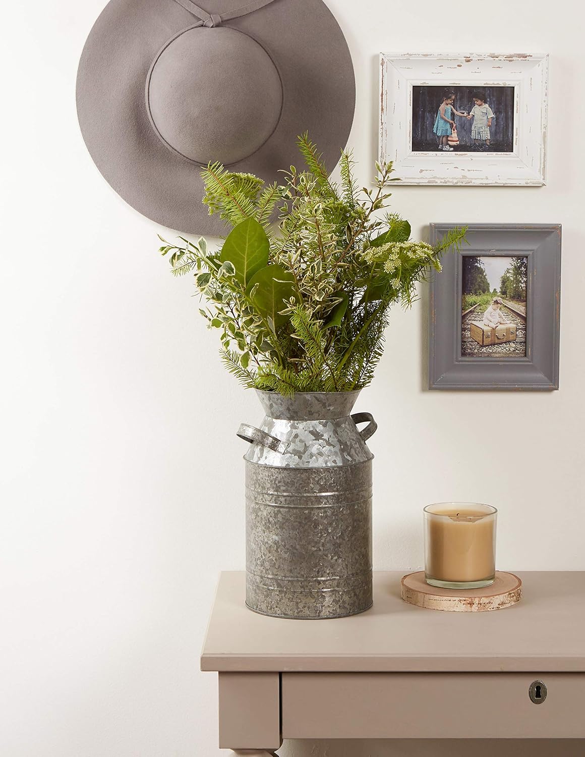 DII Galvanized Metal Milk Can Decor Rustic Farmhouse Silver